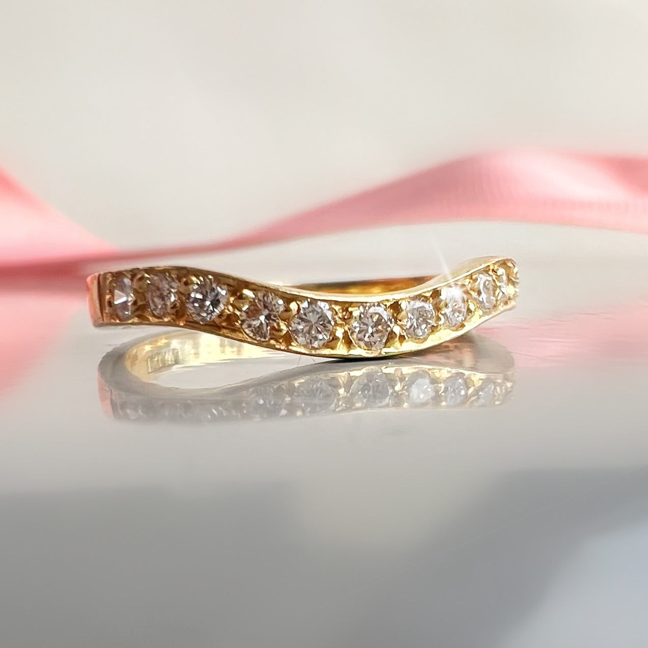 0.22ct 18ct Gold Half Eternity Band with Contoured Shape