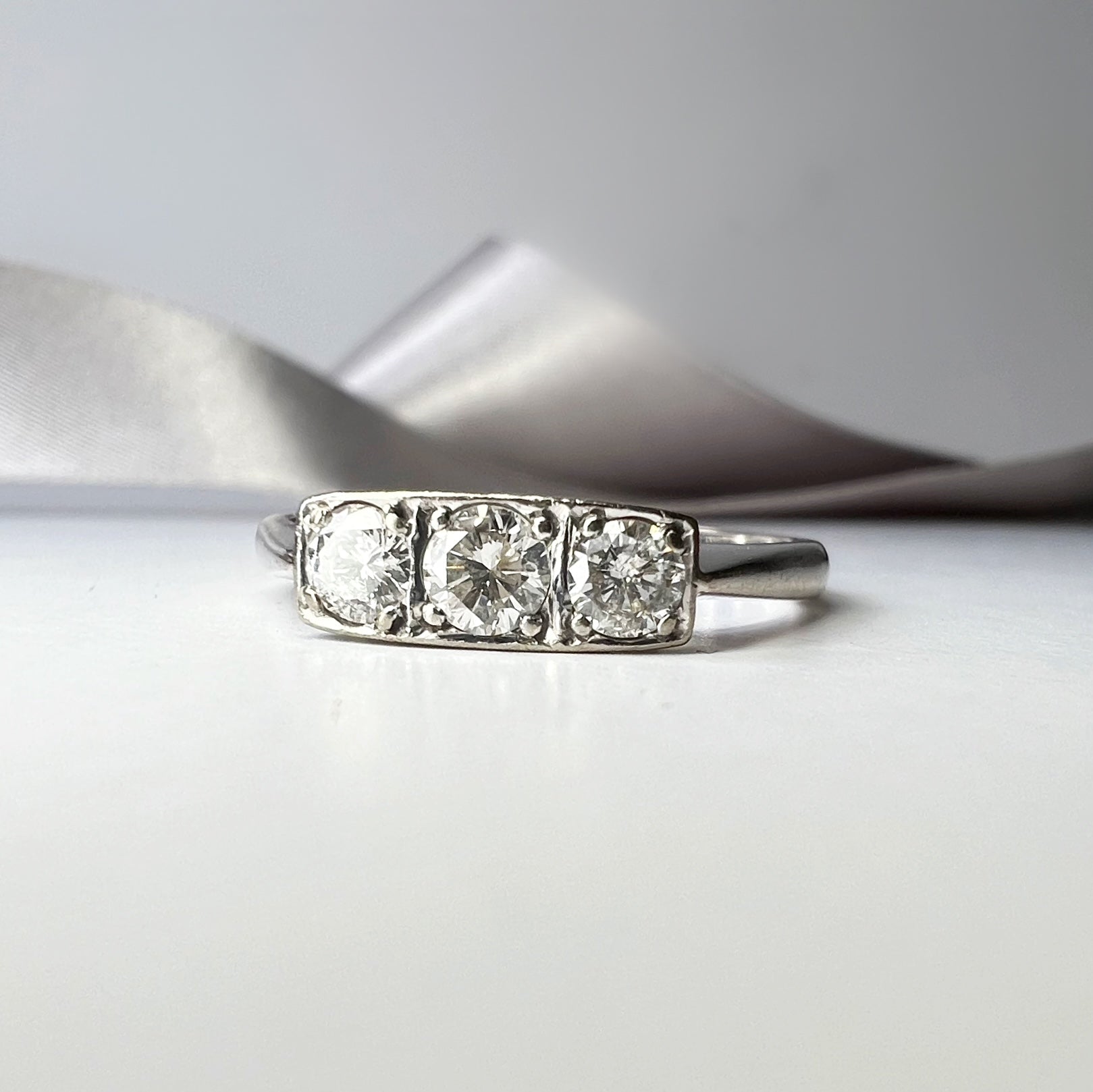 Vintage 3 Stone 0.60ct Diamond Ring