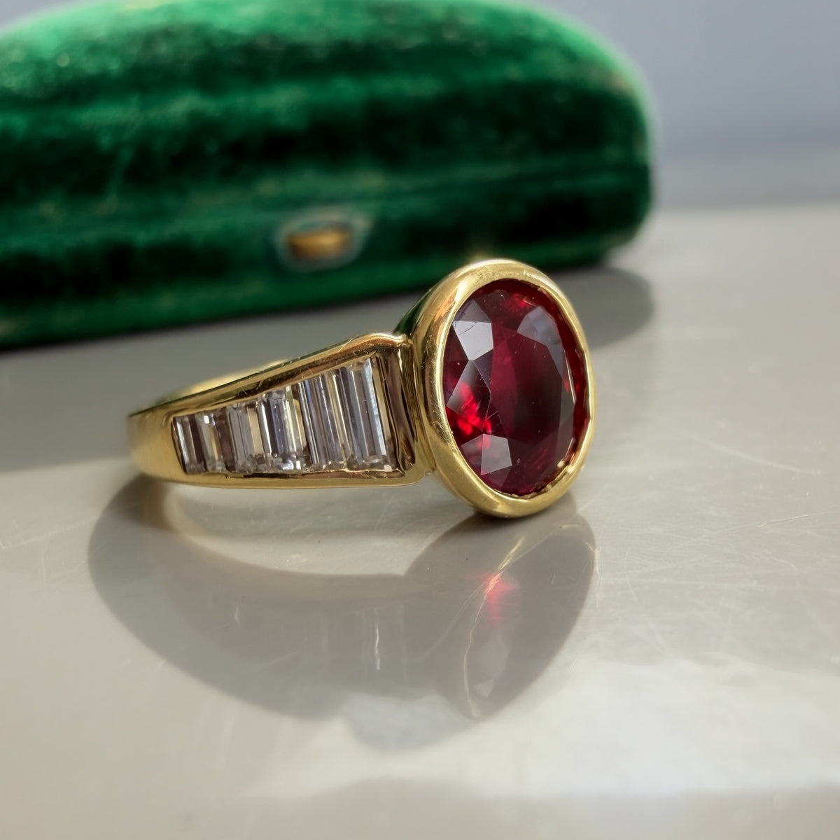 2.00ct Unheated Ruby and Diamond Vintage Ring