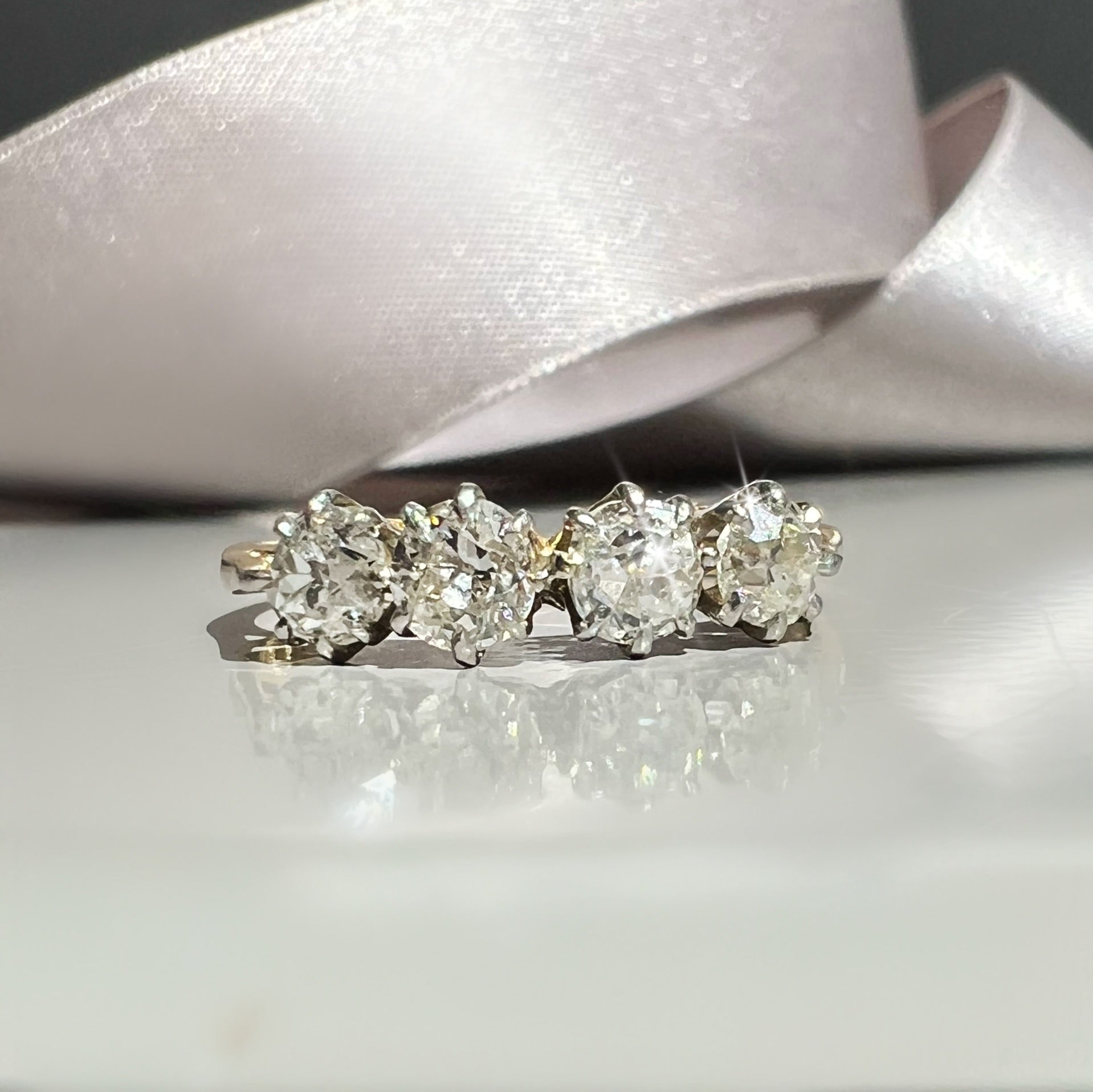 Antique 4 Stone Old Cut Diamond Ring