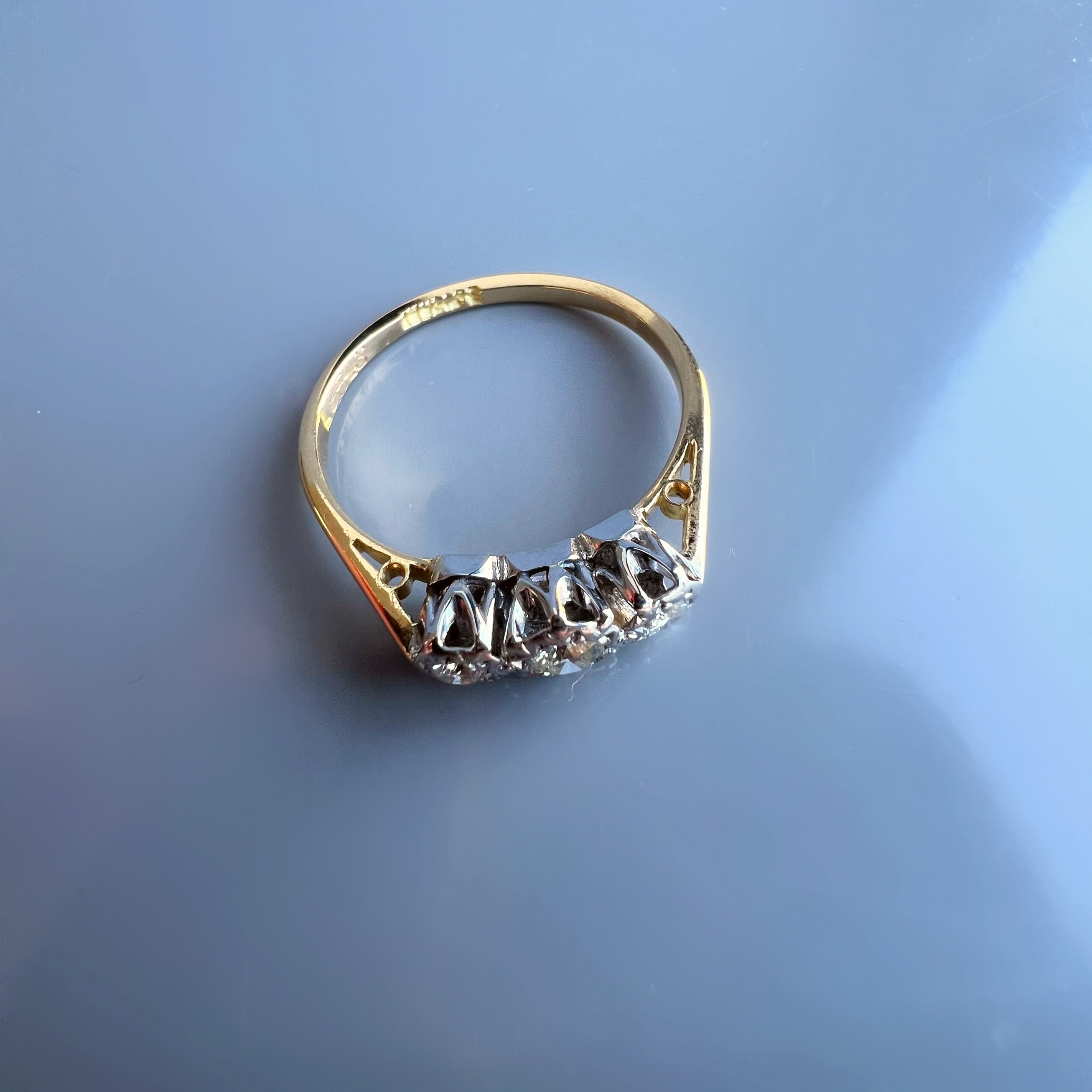 Antique 3 Stone Diamond Etoile Ring