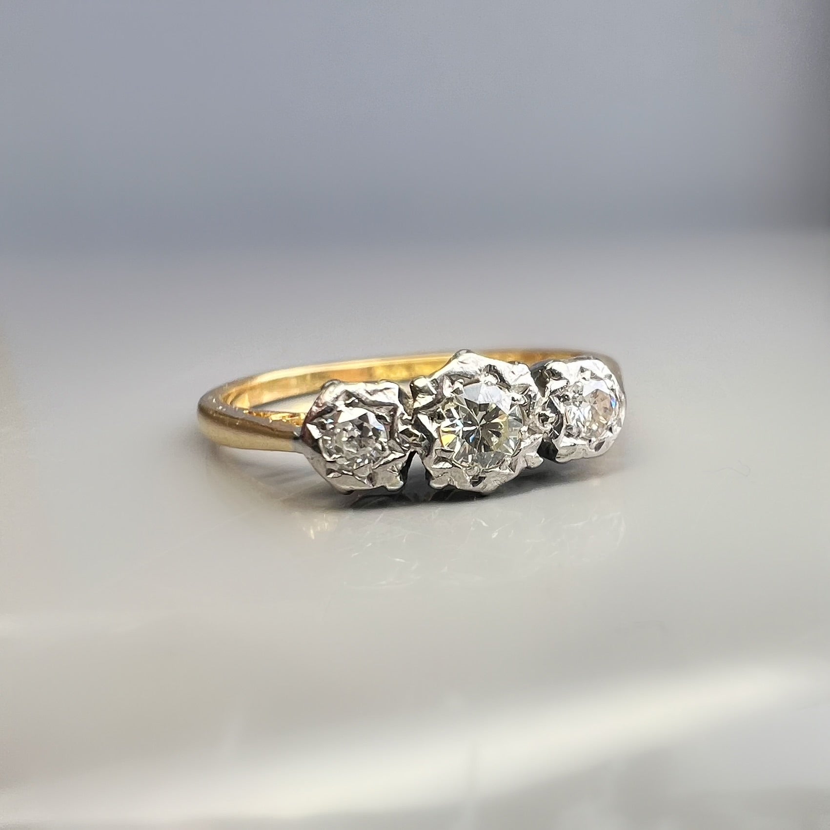 Antique 3 Stone Diamond Etoile Ring