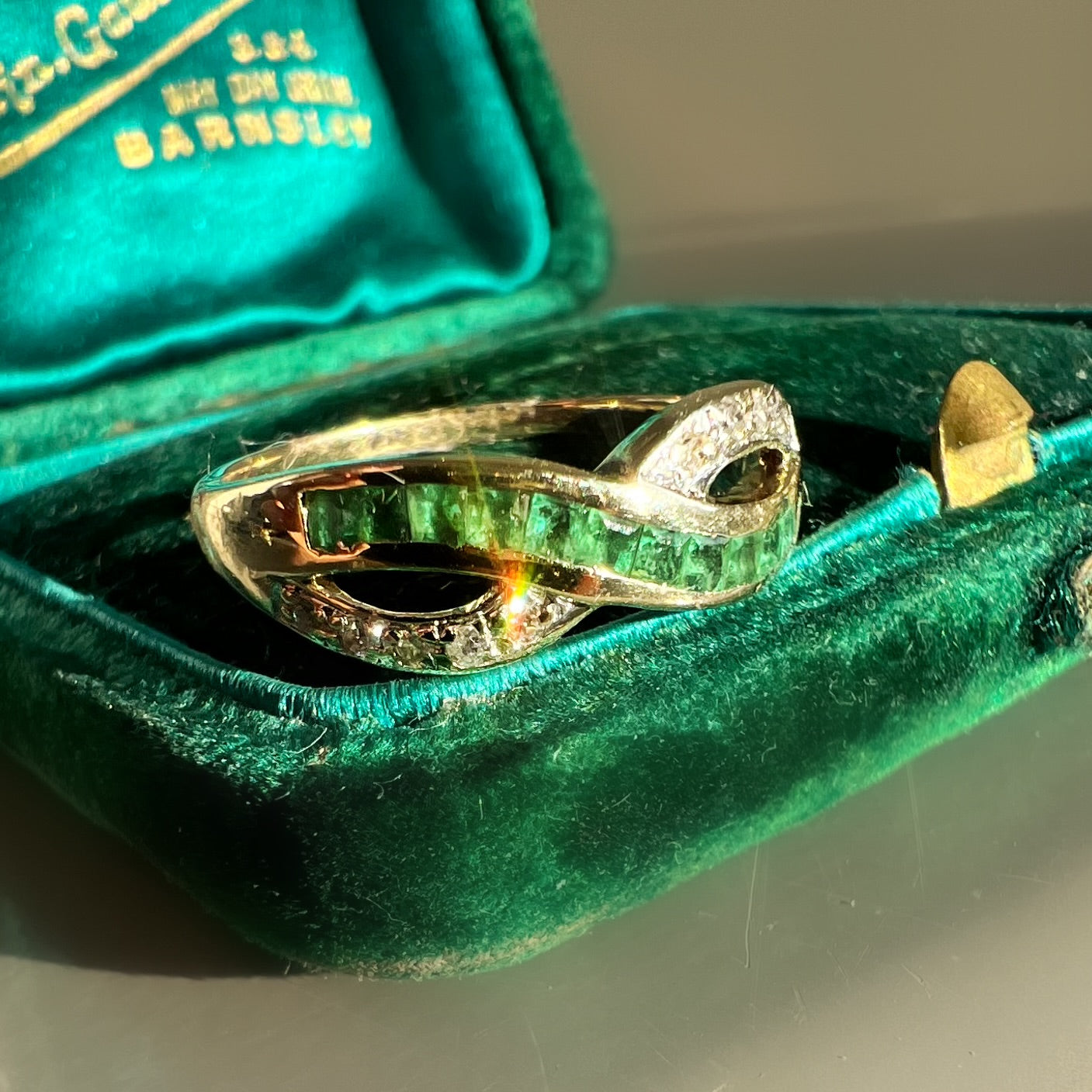 Vintage Emerald and Diamond Eternity Ring