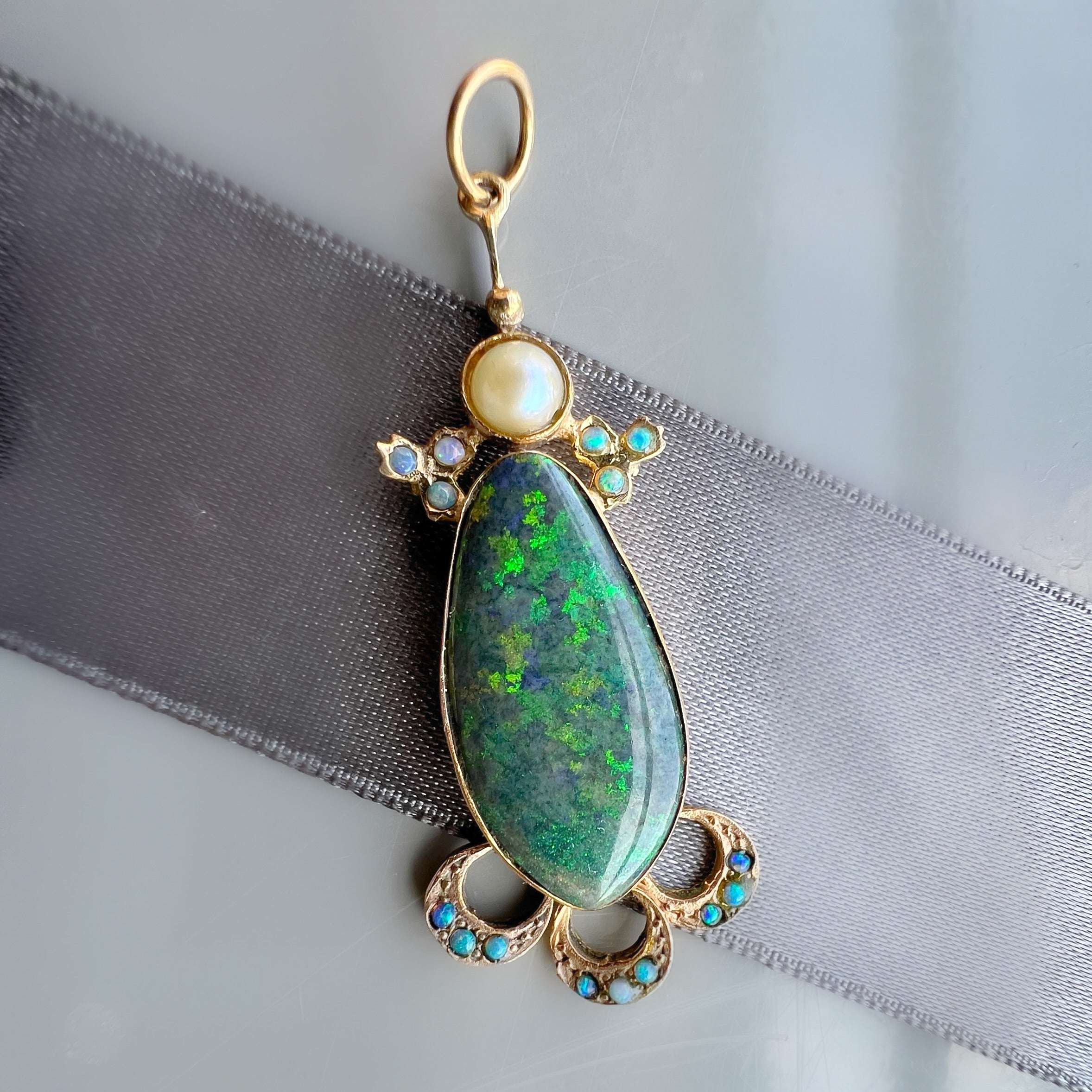 Aesthetic Vintage Opal and Pearl Pendant