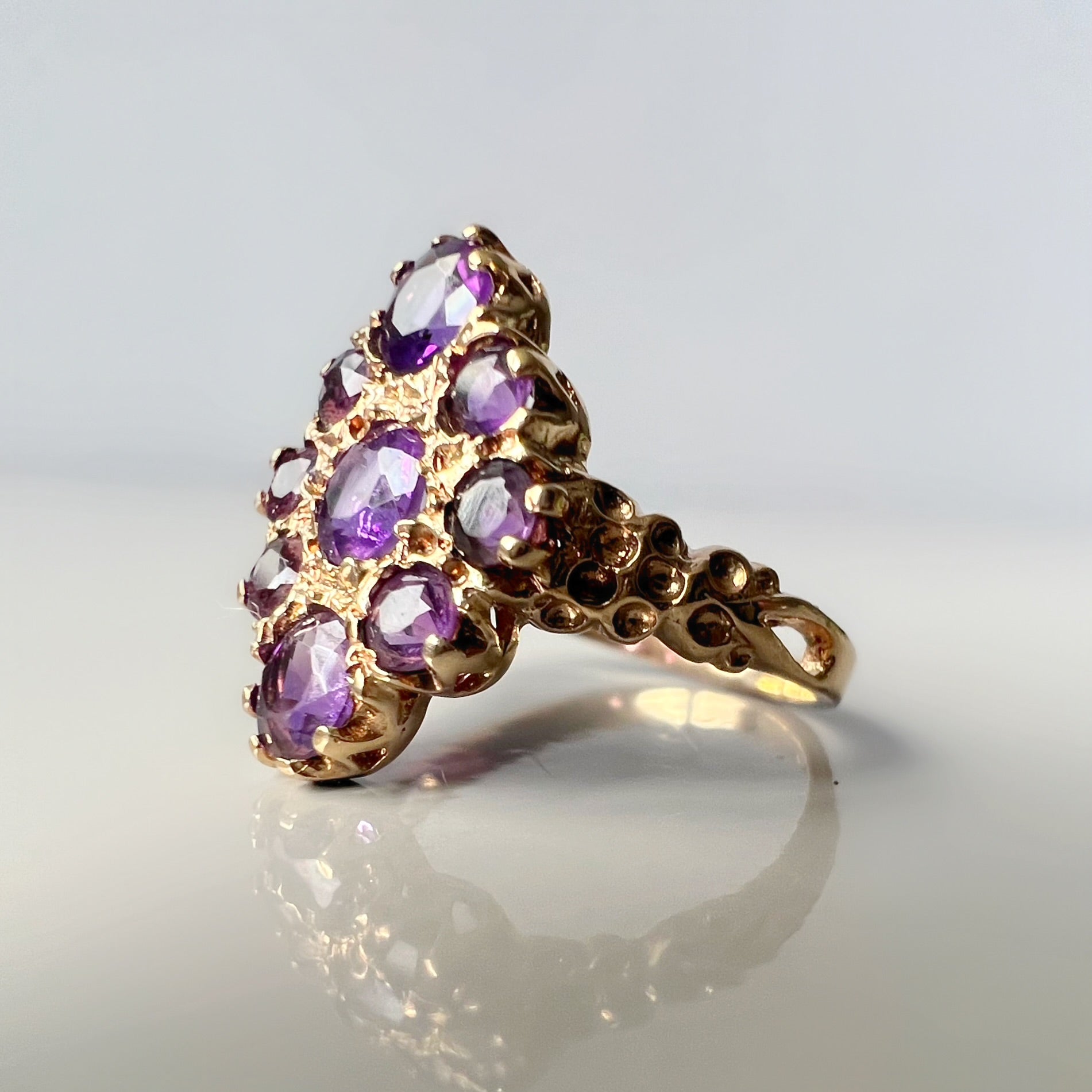 Vintage Amethyst Marquise Cluster Ring