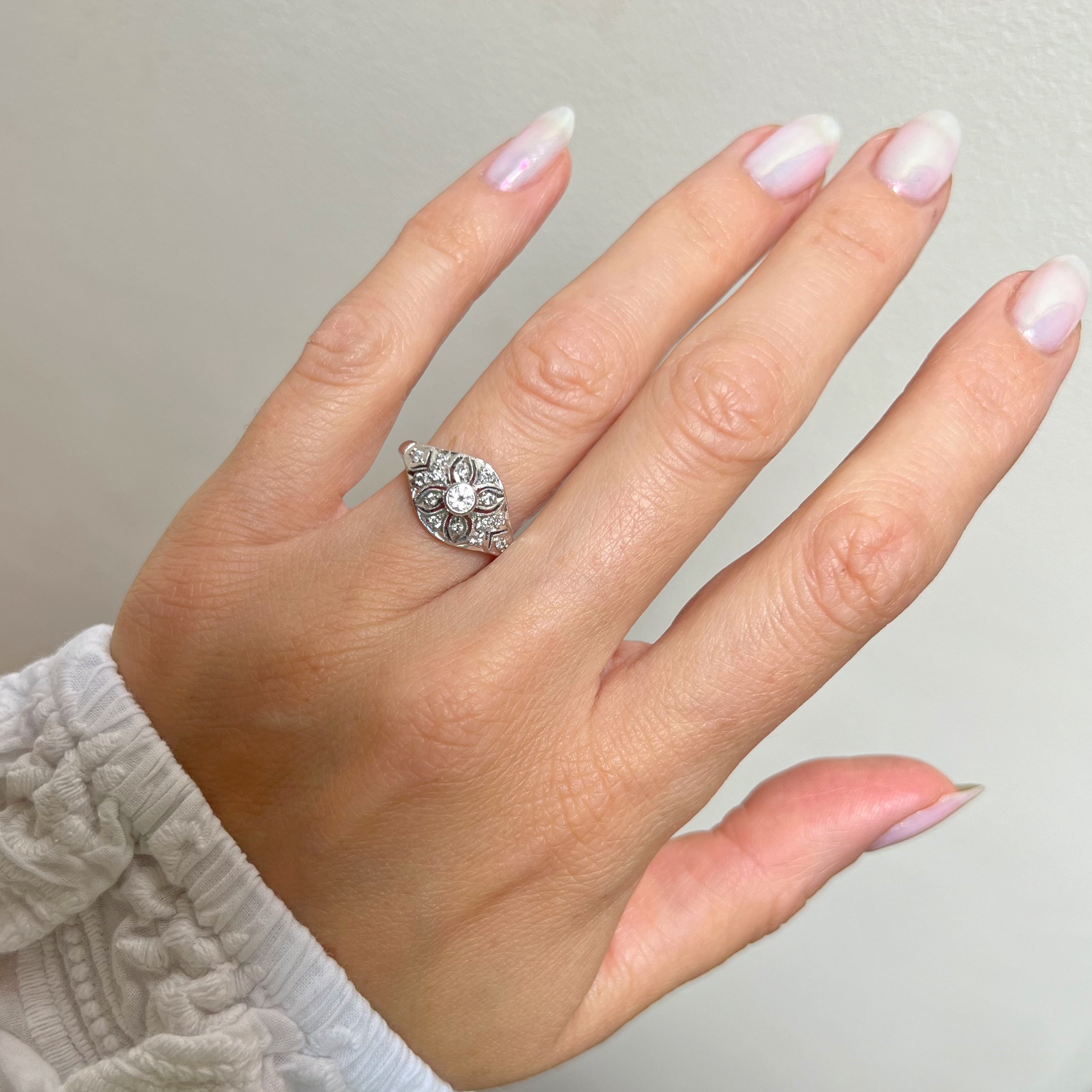 Art Deco Style 0.35ct Diamond Bombe Ring