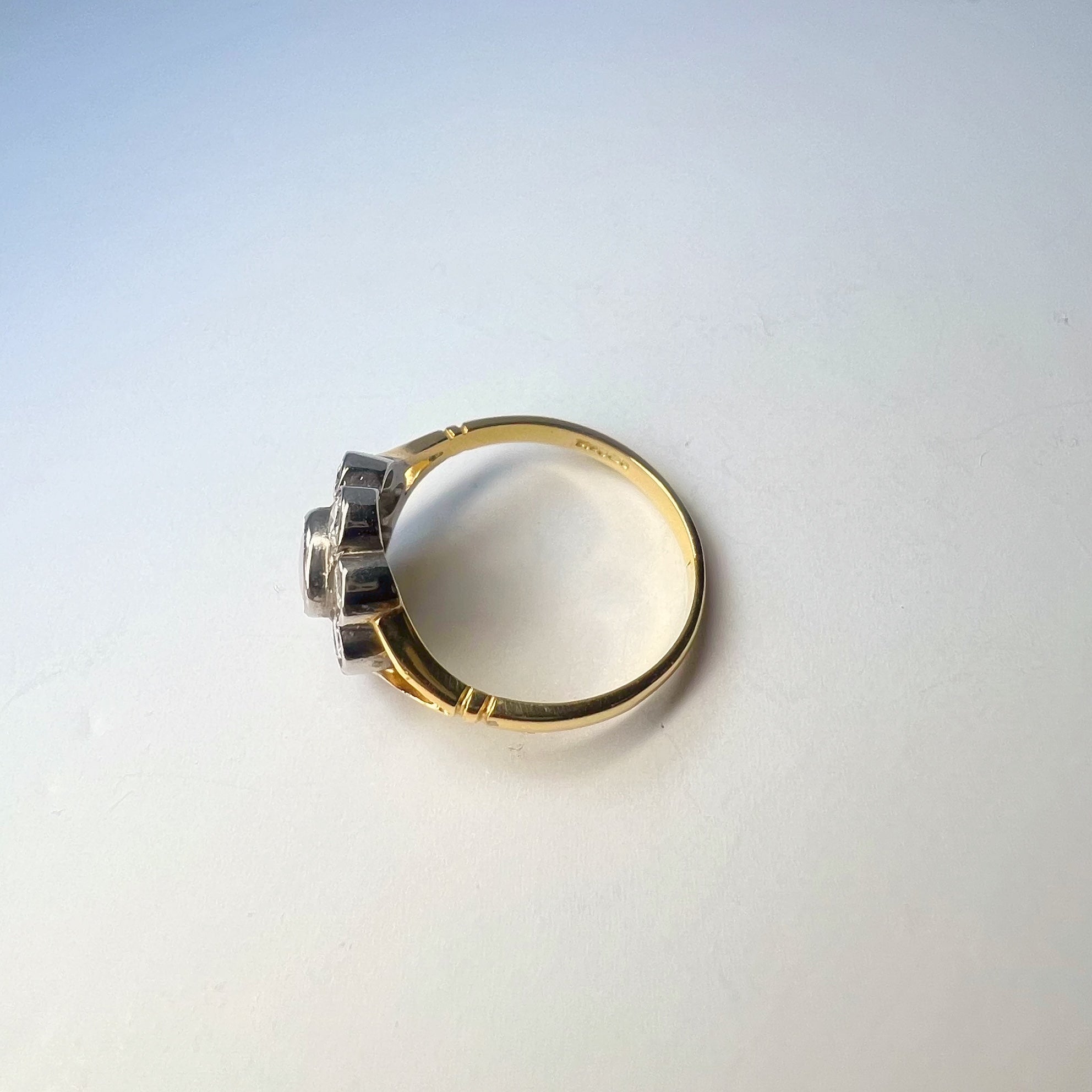 Opal and Diamond Daisy Cluster Ring