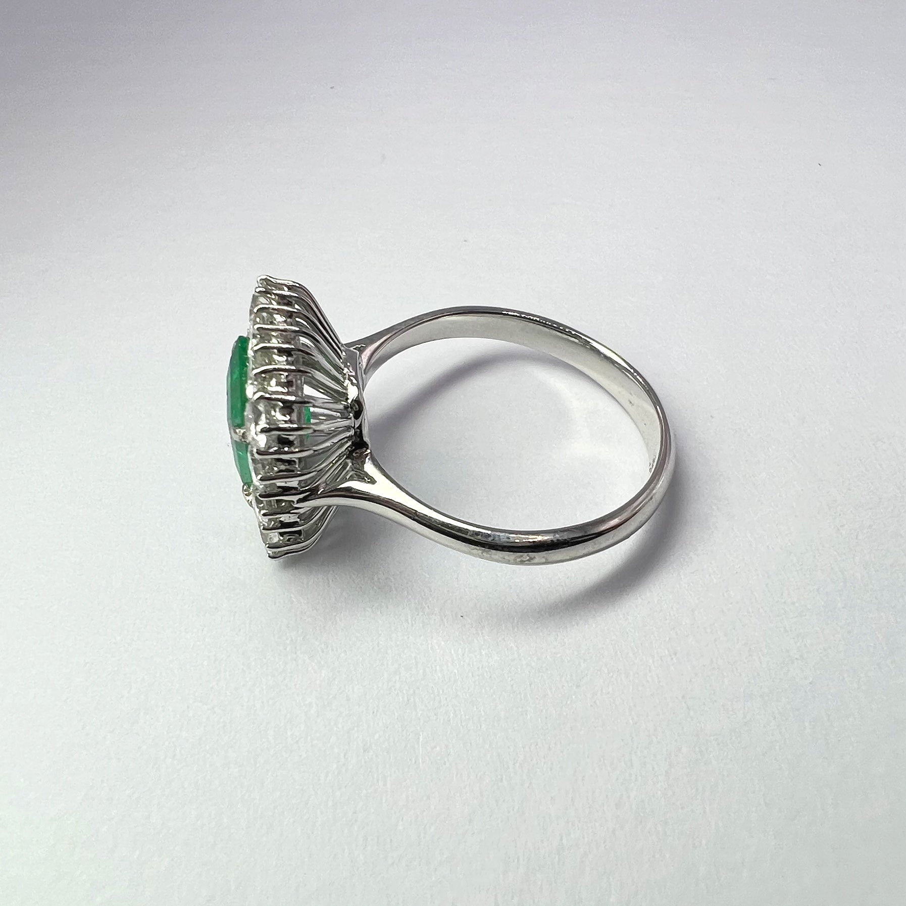 1.46ct Emerald and Diamond Square Cut Halo Ring