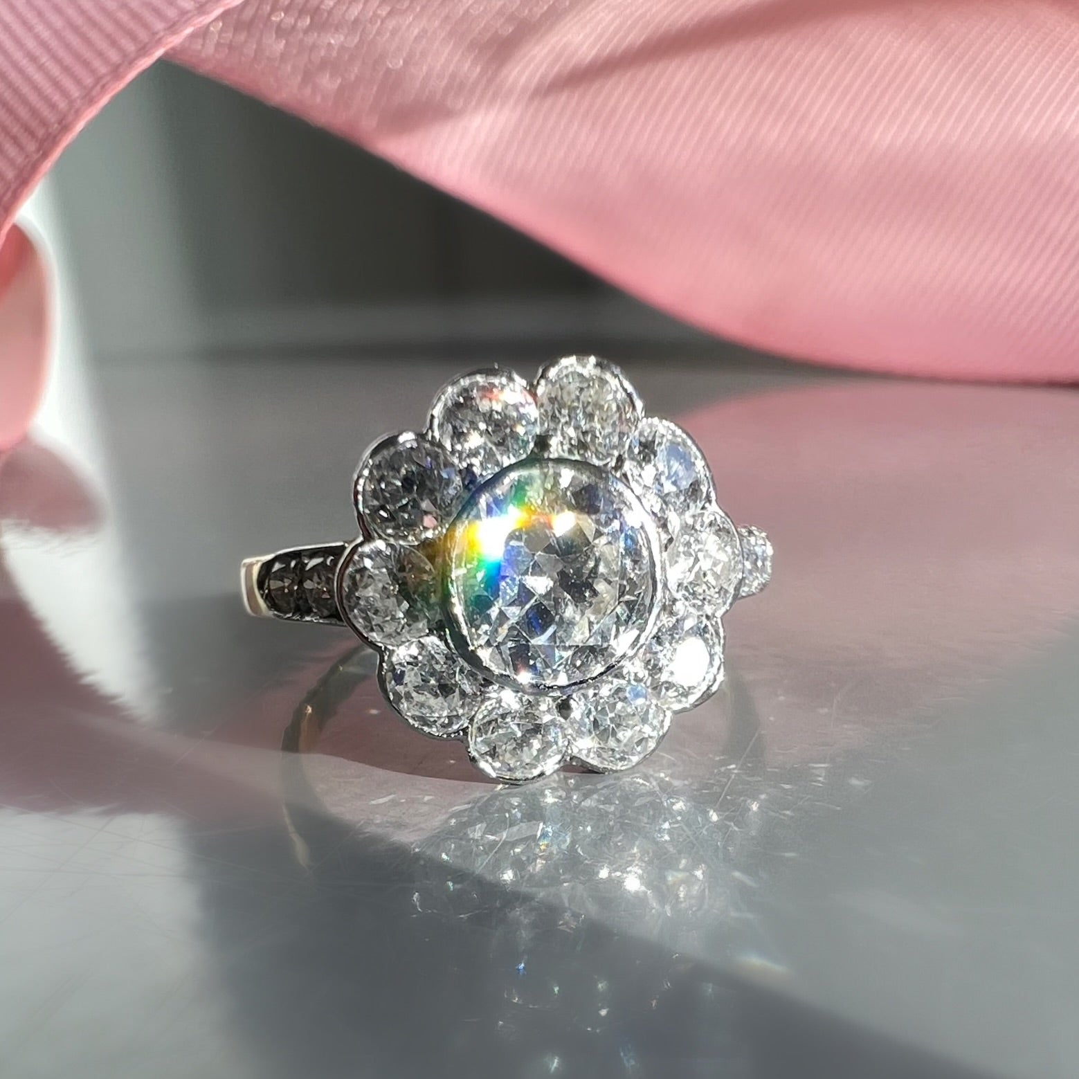 Antique 1.25ct Diamond Cluster Ring