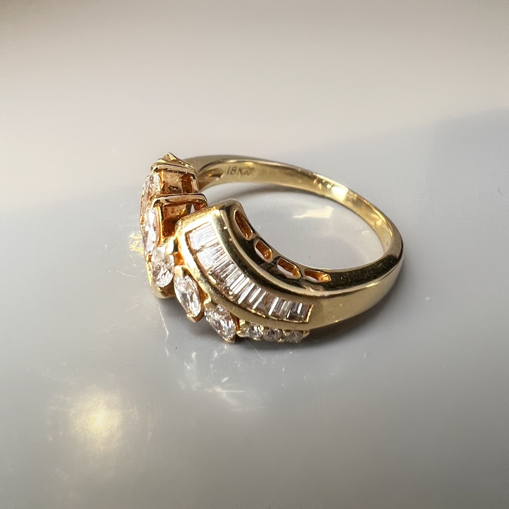 Vintage Diamond Marquise and Baguette Ring