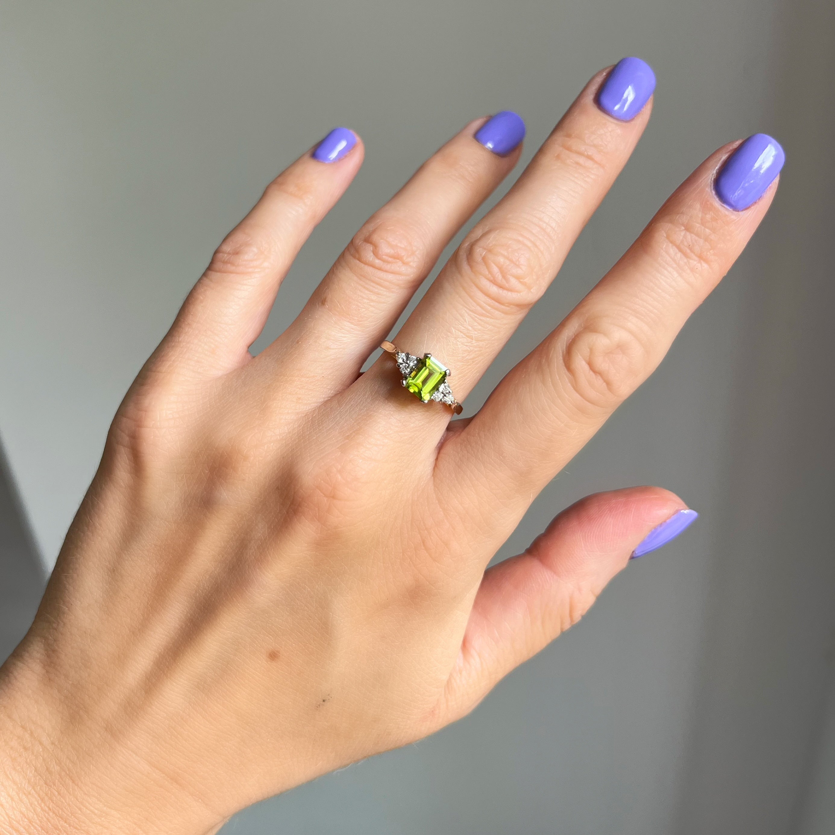 Peridot and Diamond Ring