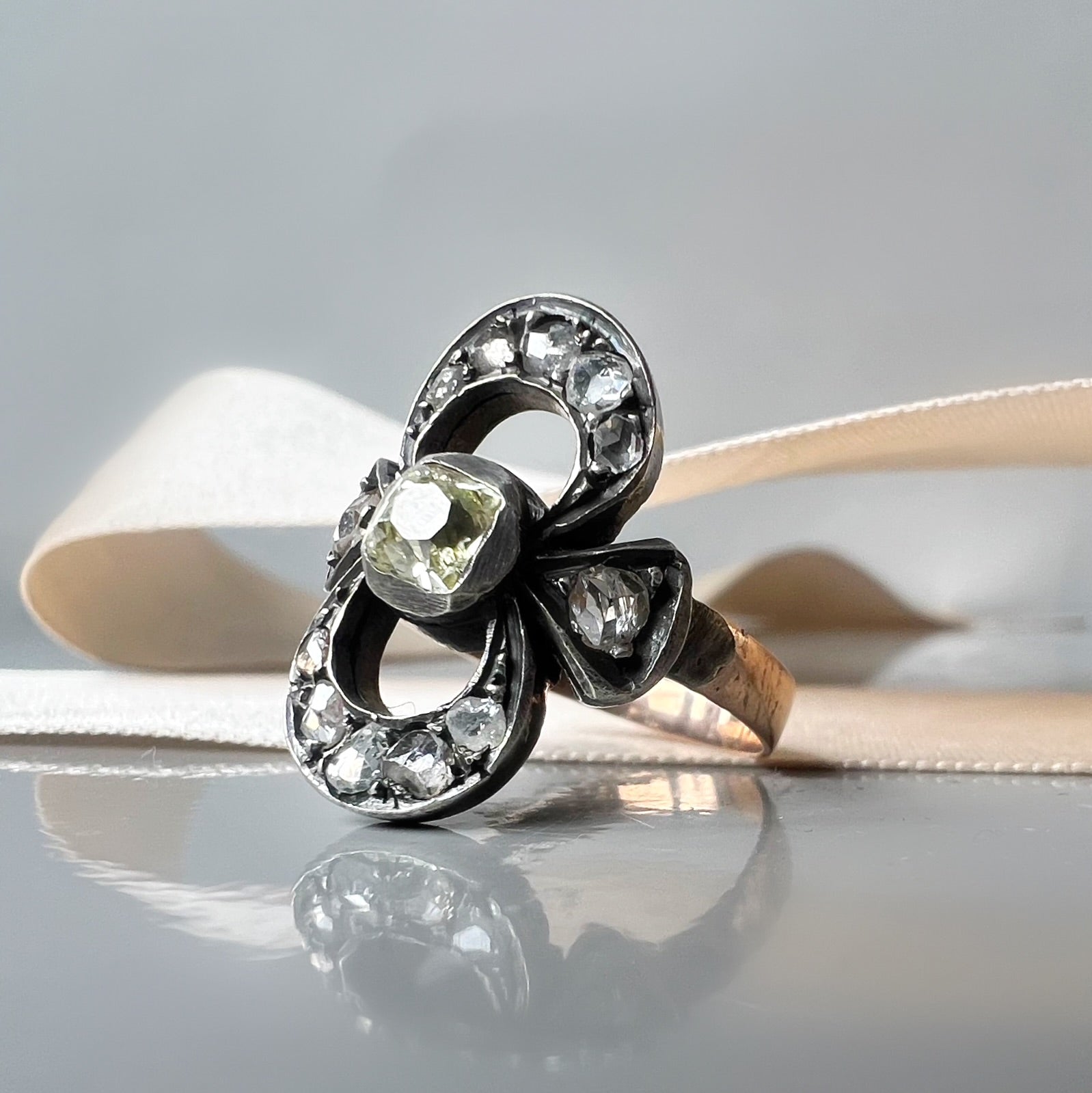 Antique Silver Topped Diamond Ring