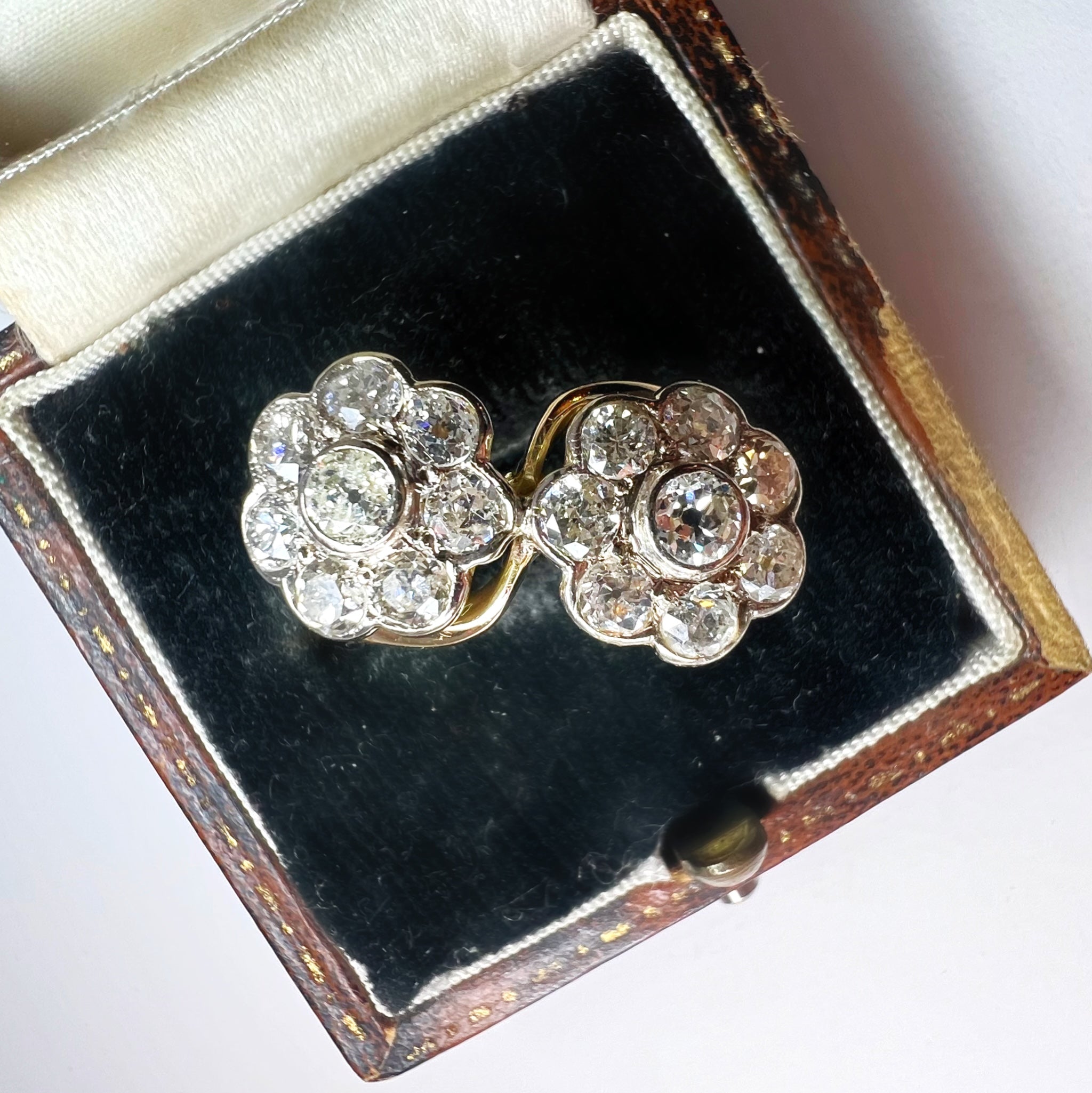 Antique 1.60ct Diamond Double Cluster Ring