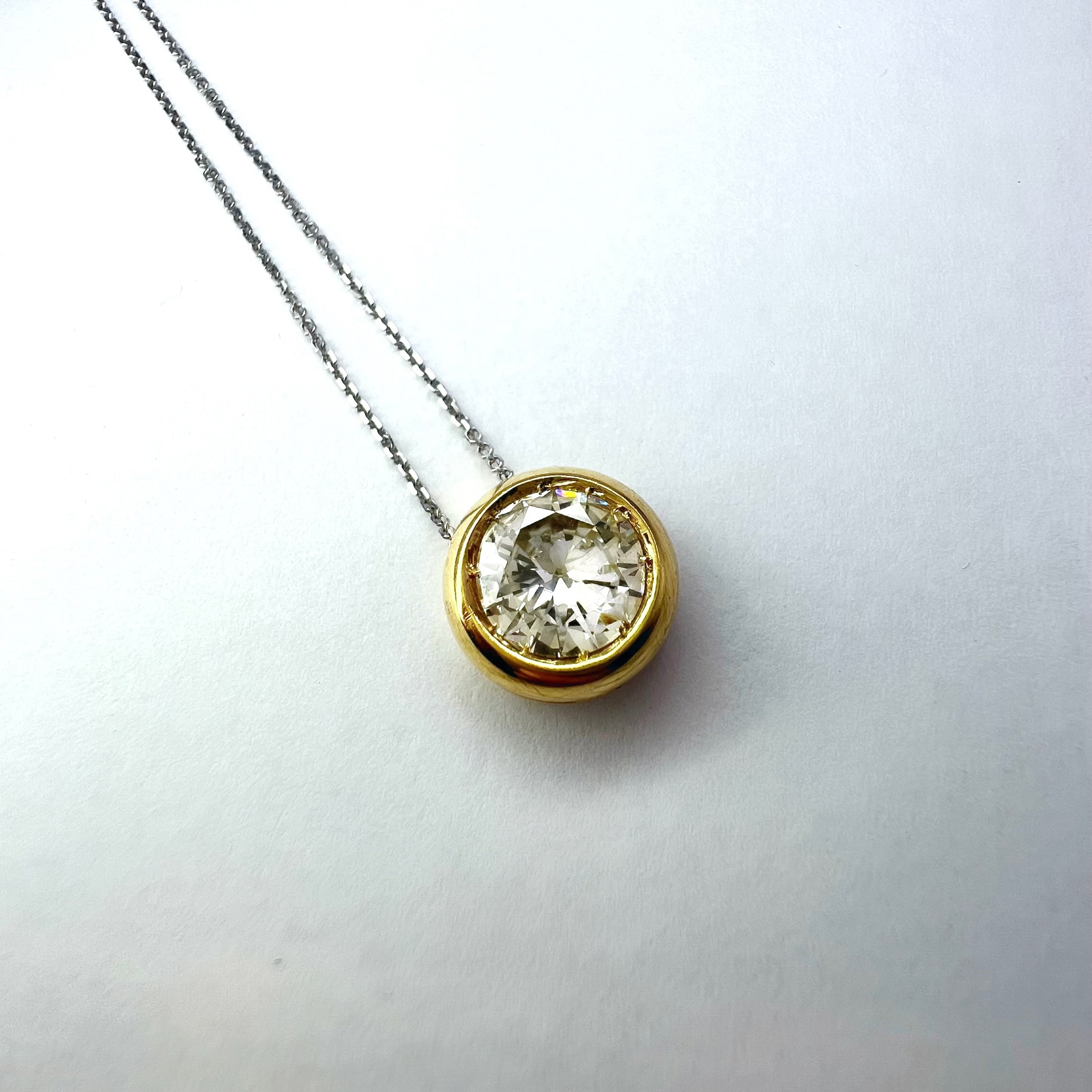 Vintage Collet Set 0.92ct Old Mine Cut Diamond Pendant
