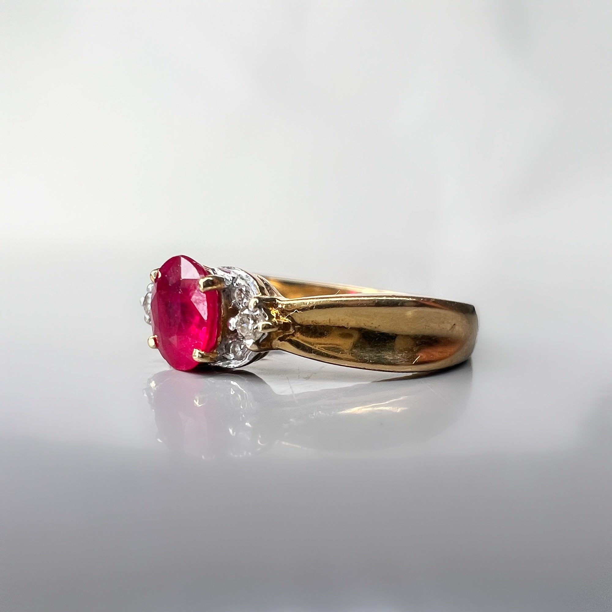 Vintage Ruby and Diamond 18ct Gold Ring