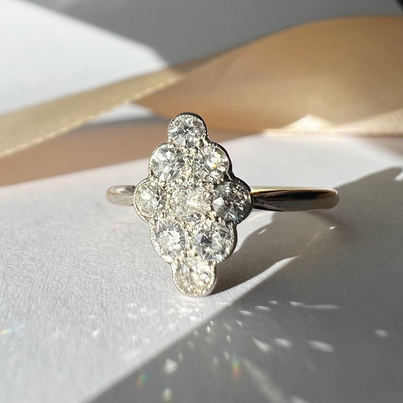 Vintage 0.50ct Diamond Marquise Cluster Ring