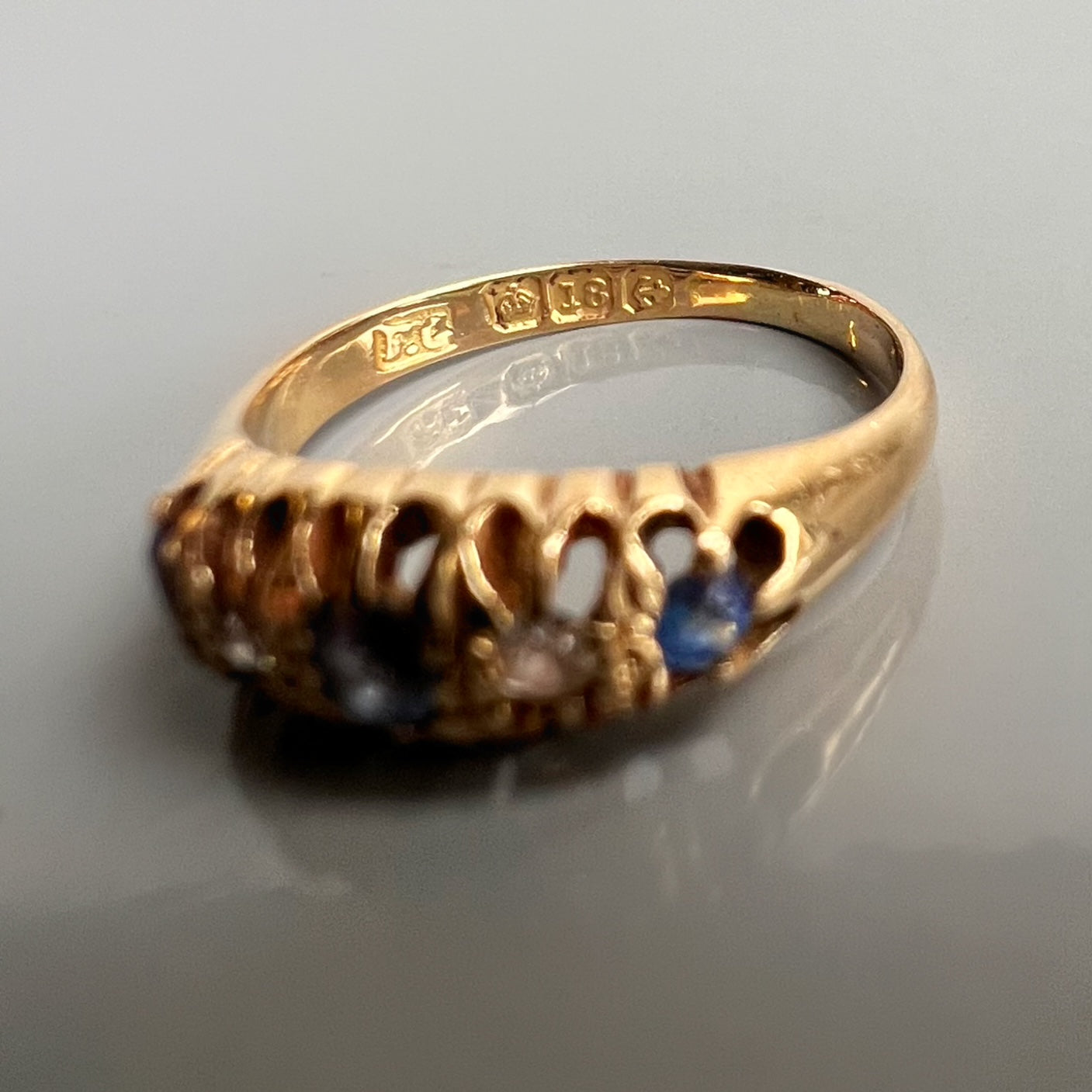 Antique 18ct Gold Sapphire and Diamond Band