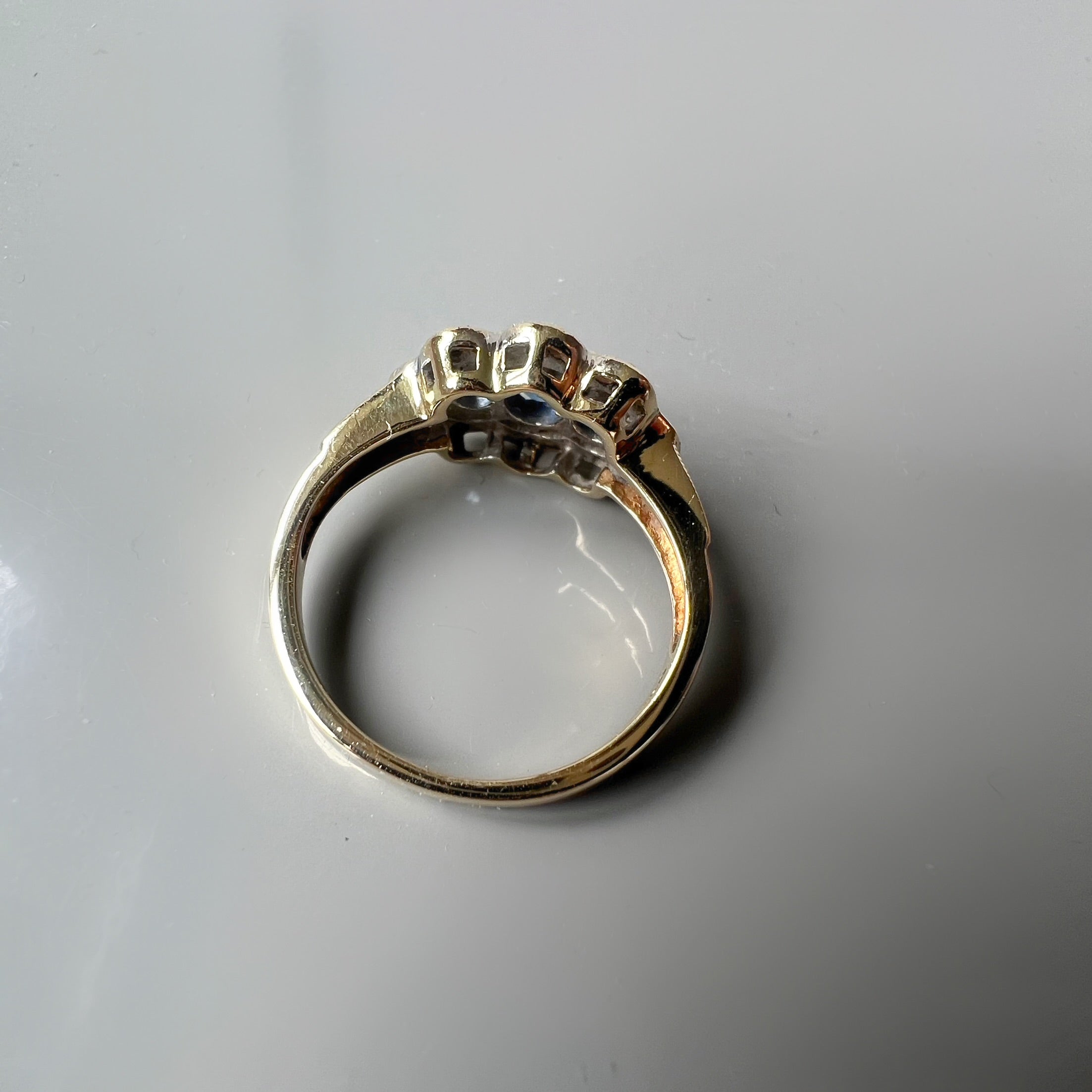 Vintage Sapphire and Diamond 3 Stone Ring