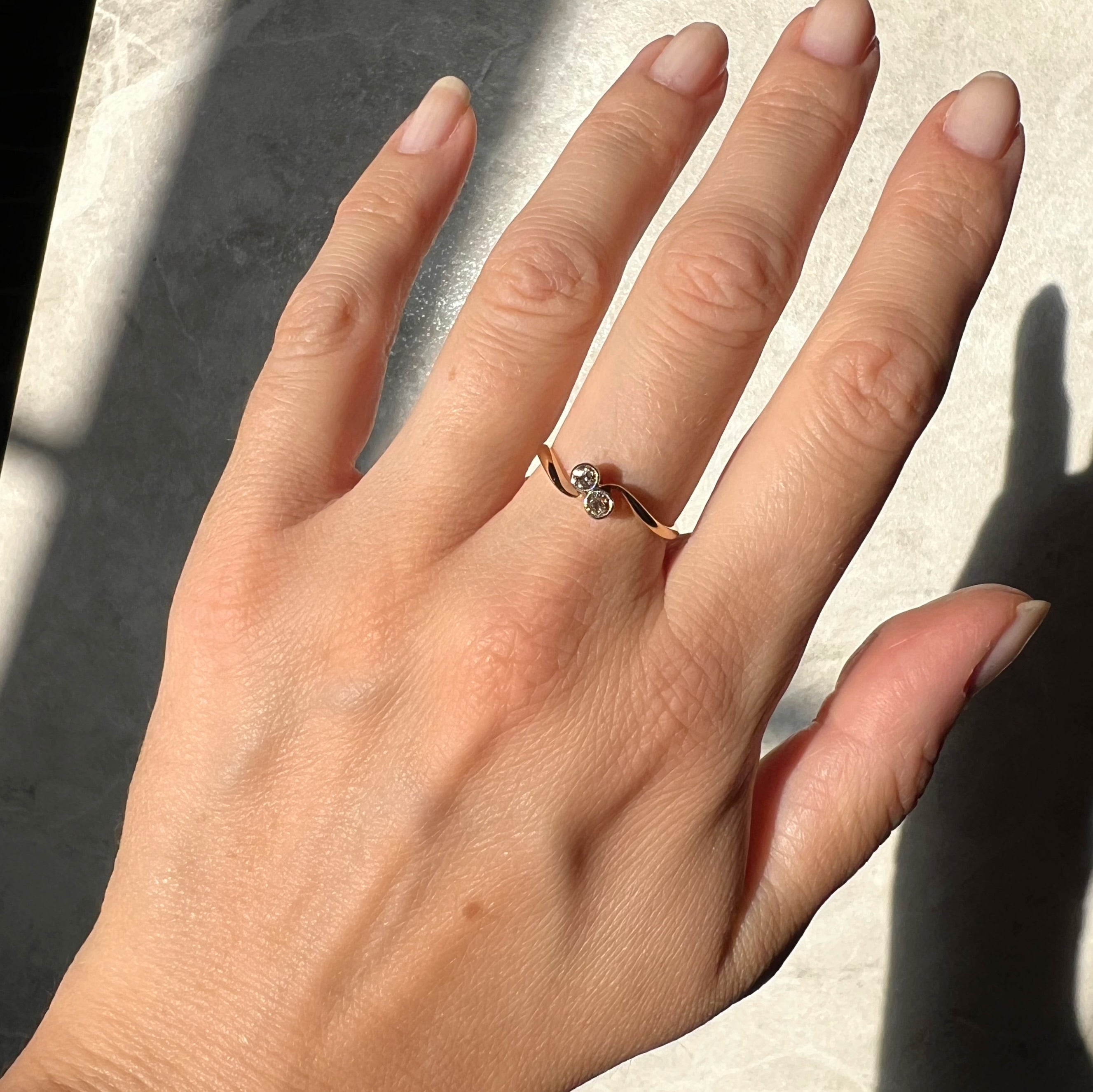 Diamond Toi et Moi Bezel Set Ring