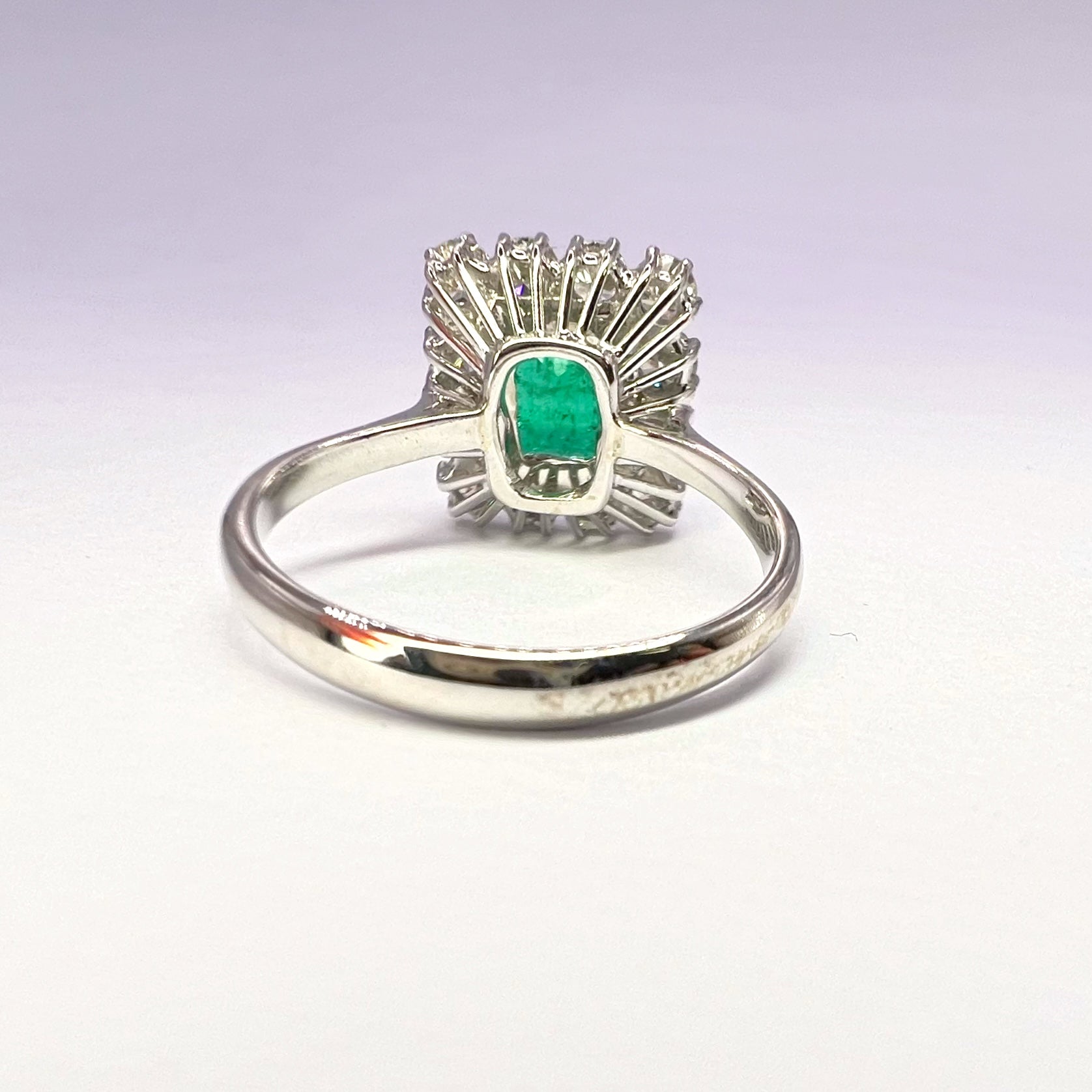 1.46ct Emerald and Diamond Square Cut Halo Ring