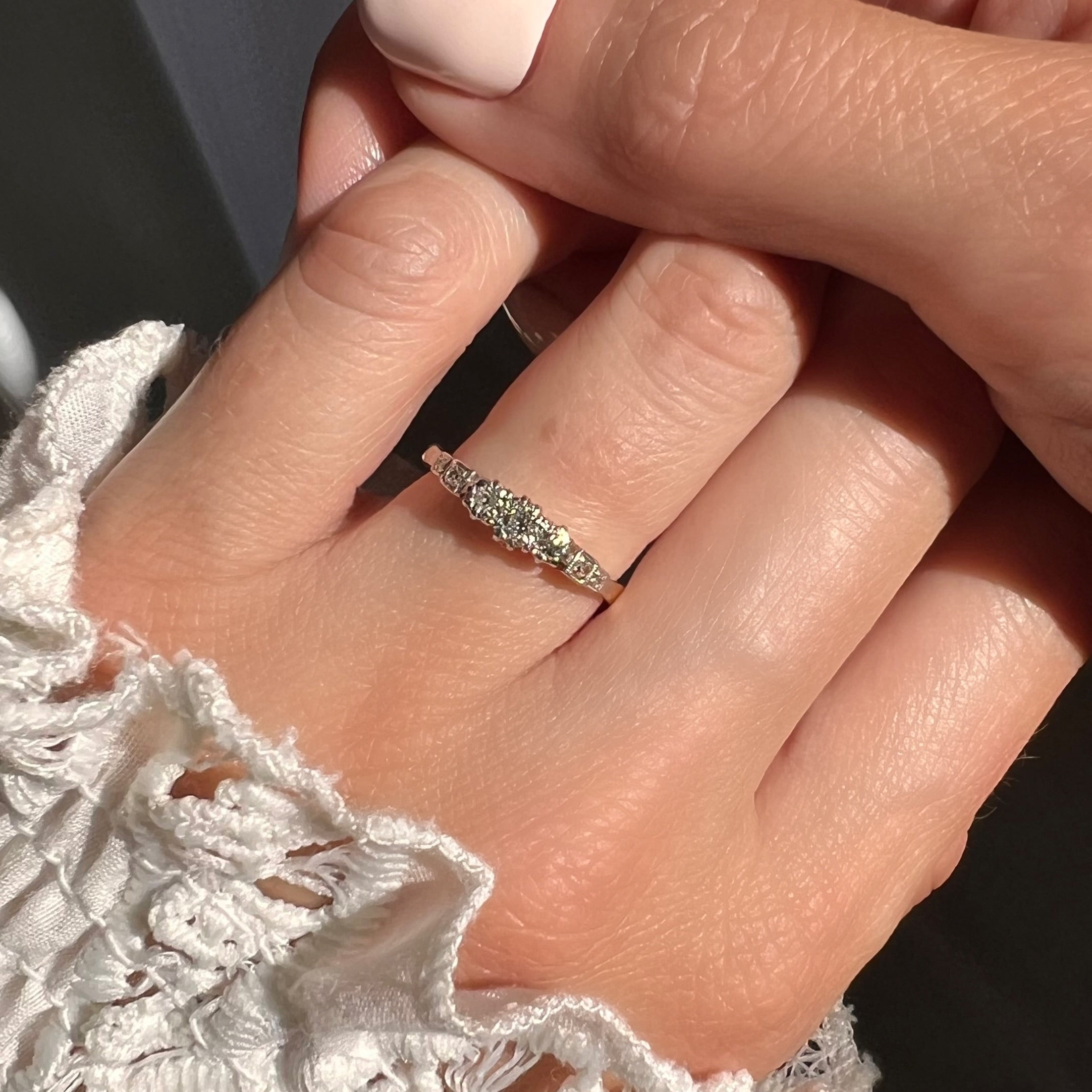 Antique Diamond Ring with Ornate Shoulders