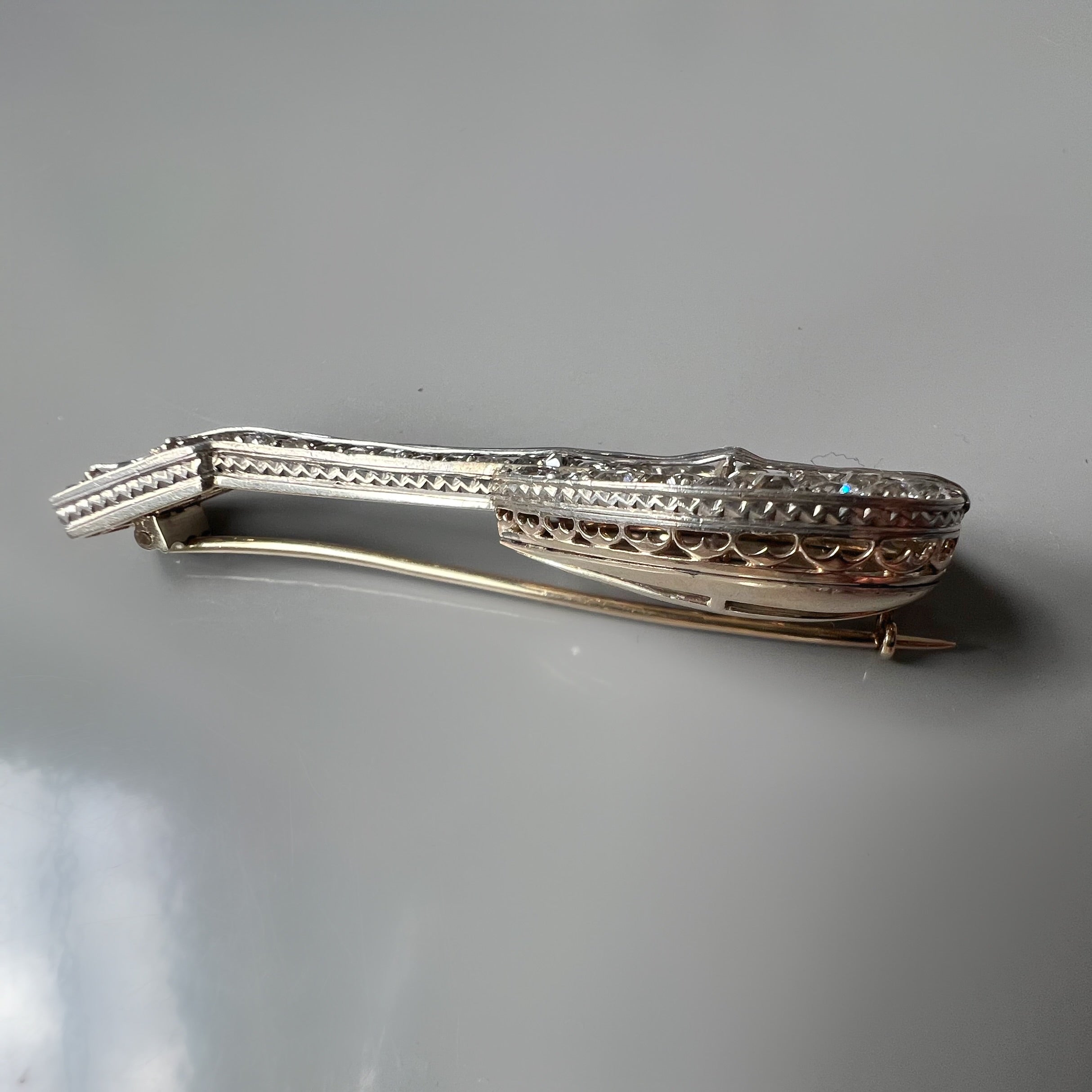 Antique Diamond Set Mandolin Brooch