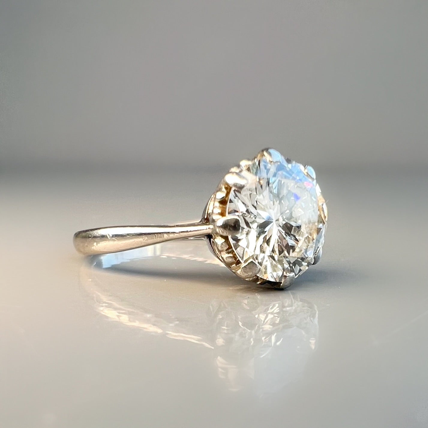 Vintage 1.89ct Diamond Solitaire Platinum Ring