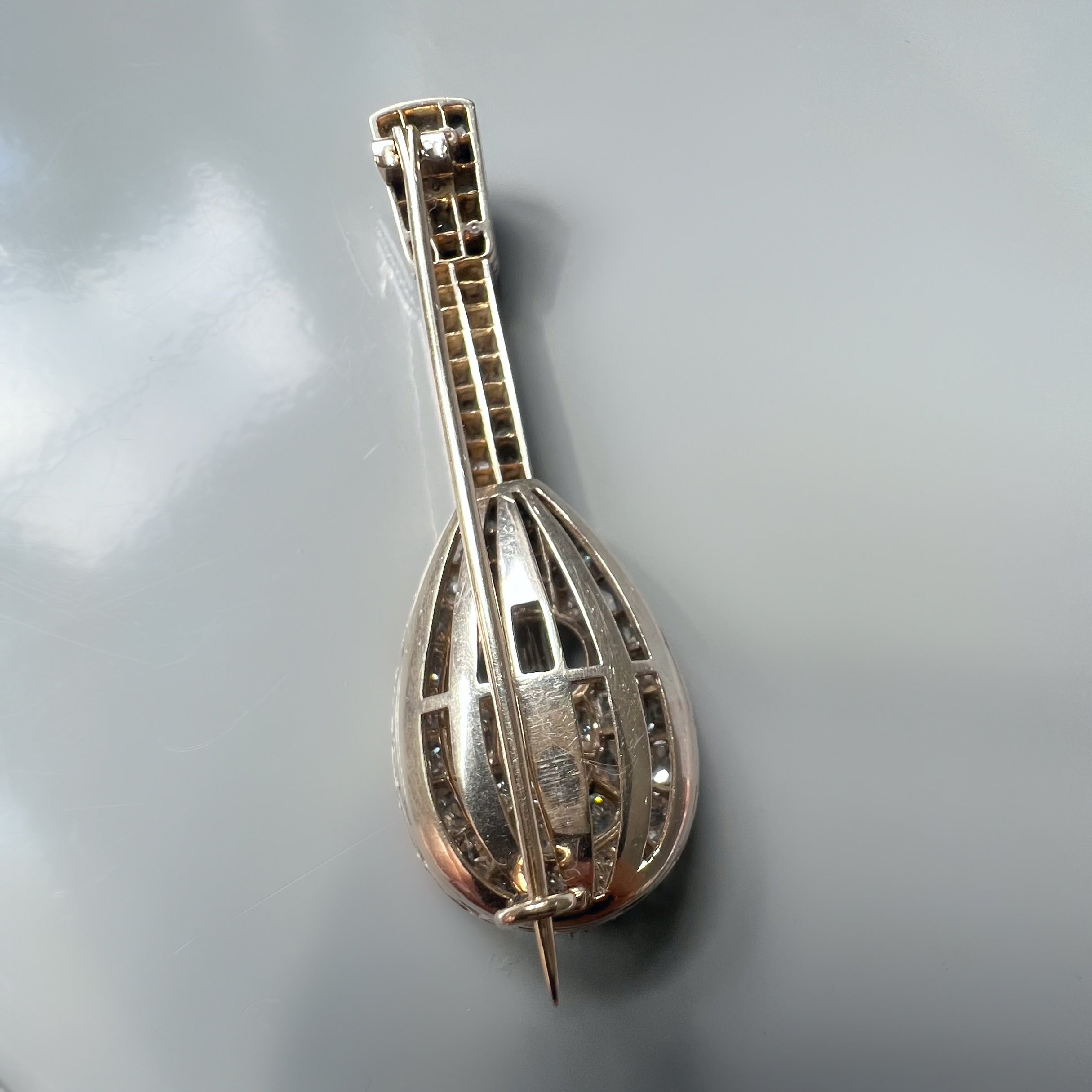 Antique Diamond Set Mandolin Brooch