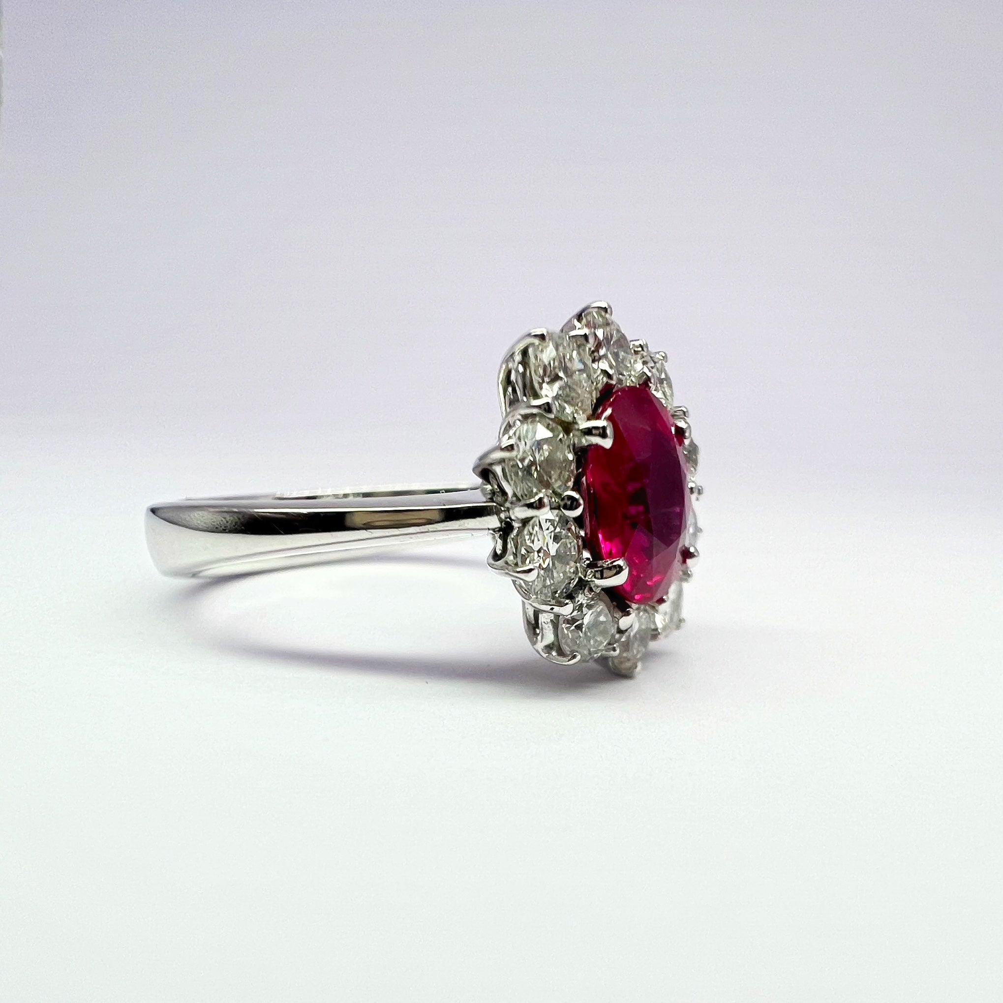 1.48ct Burma Ruby and Diamond Cluster Ring