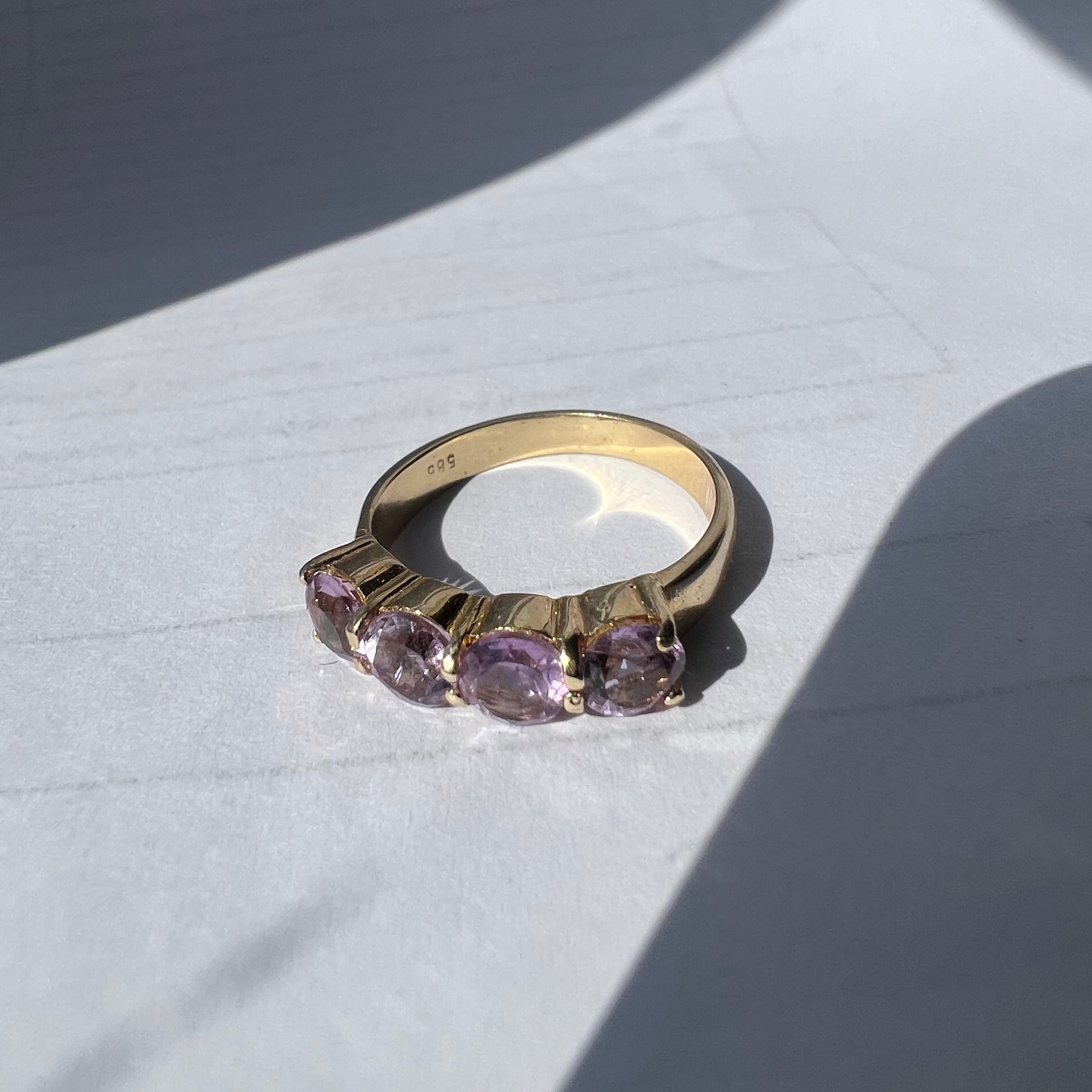 Vintage Amethyst 4 Stone Ring