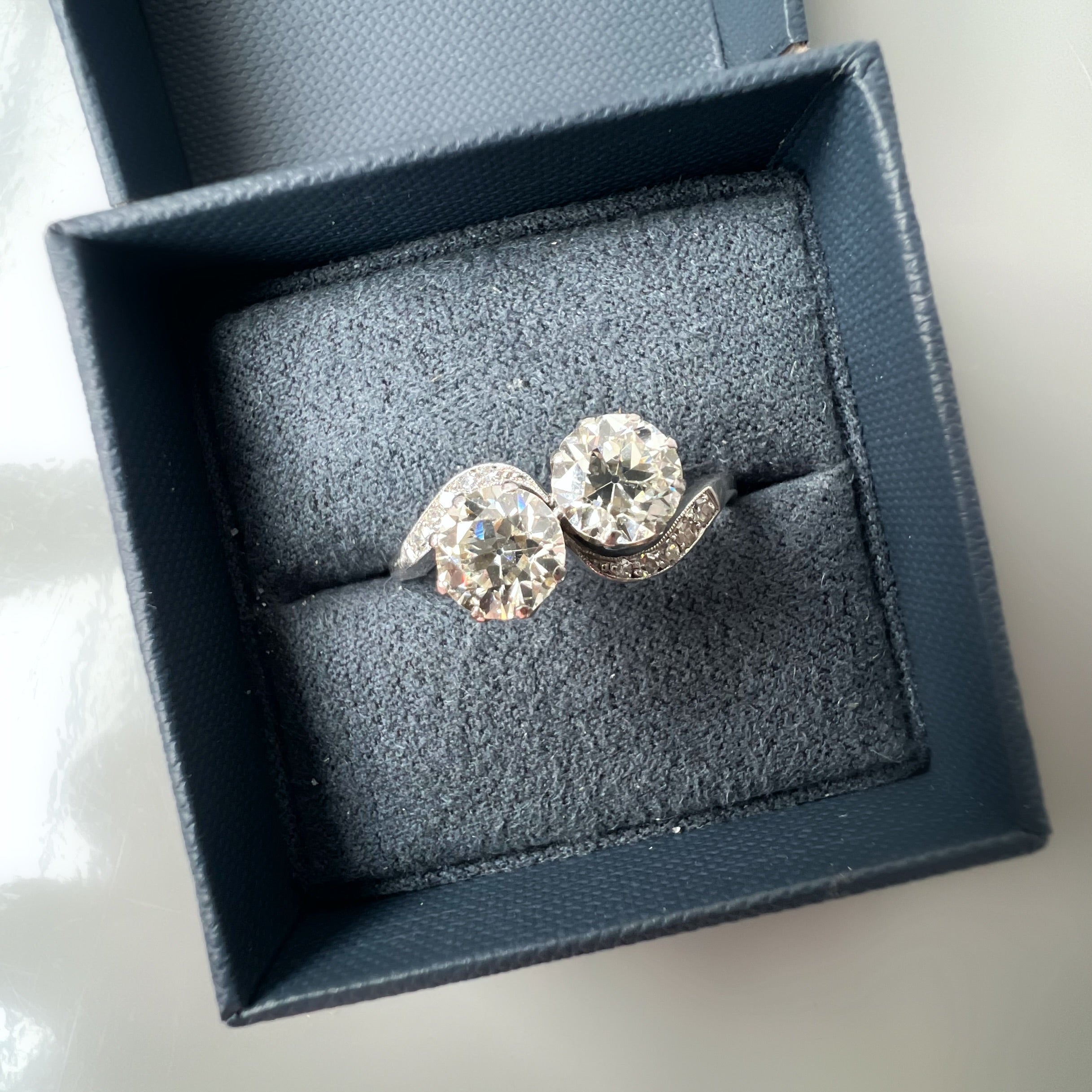 Antique 2.20ct Old European Cut Diamond Toi et Moi Ring