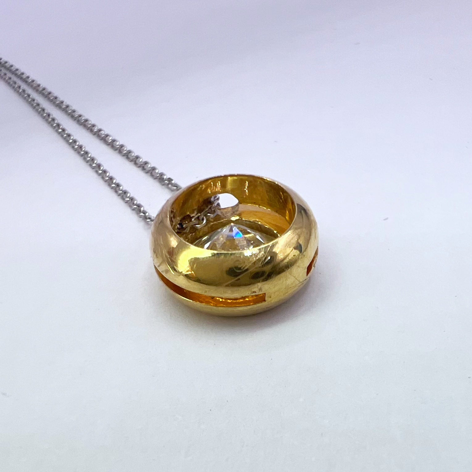 Vintage Collet Set 0.92ct Old Mine Cut Diamond Pendant
