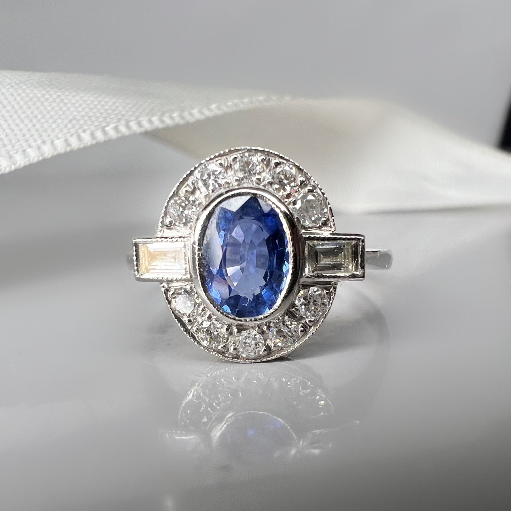 Sapphire and Diamond Art Deco Style Ring