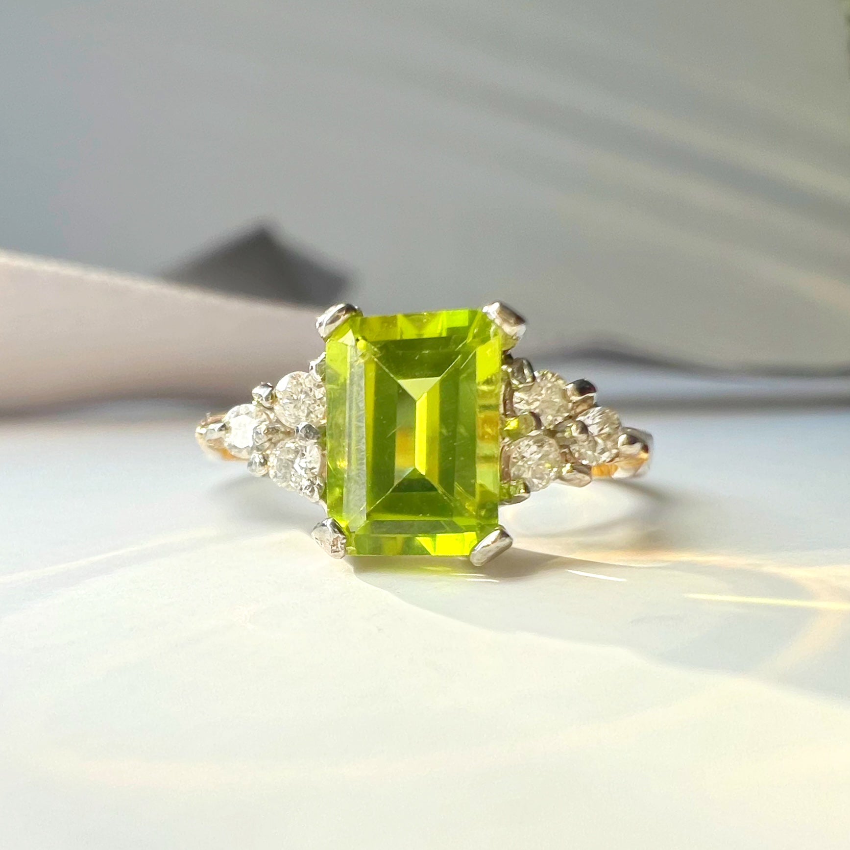 Peridot and Diamond Ring