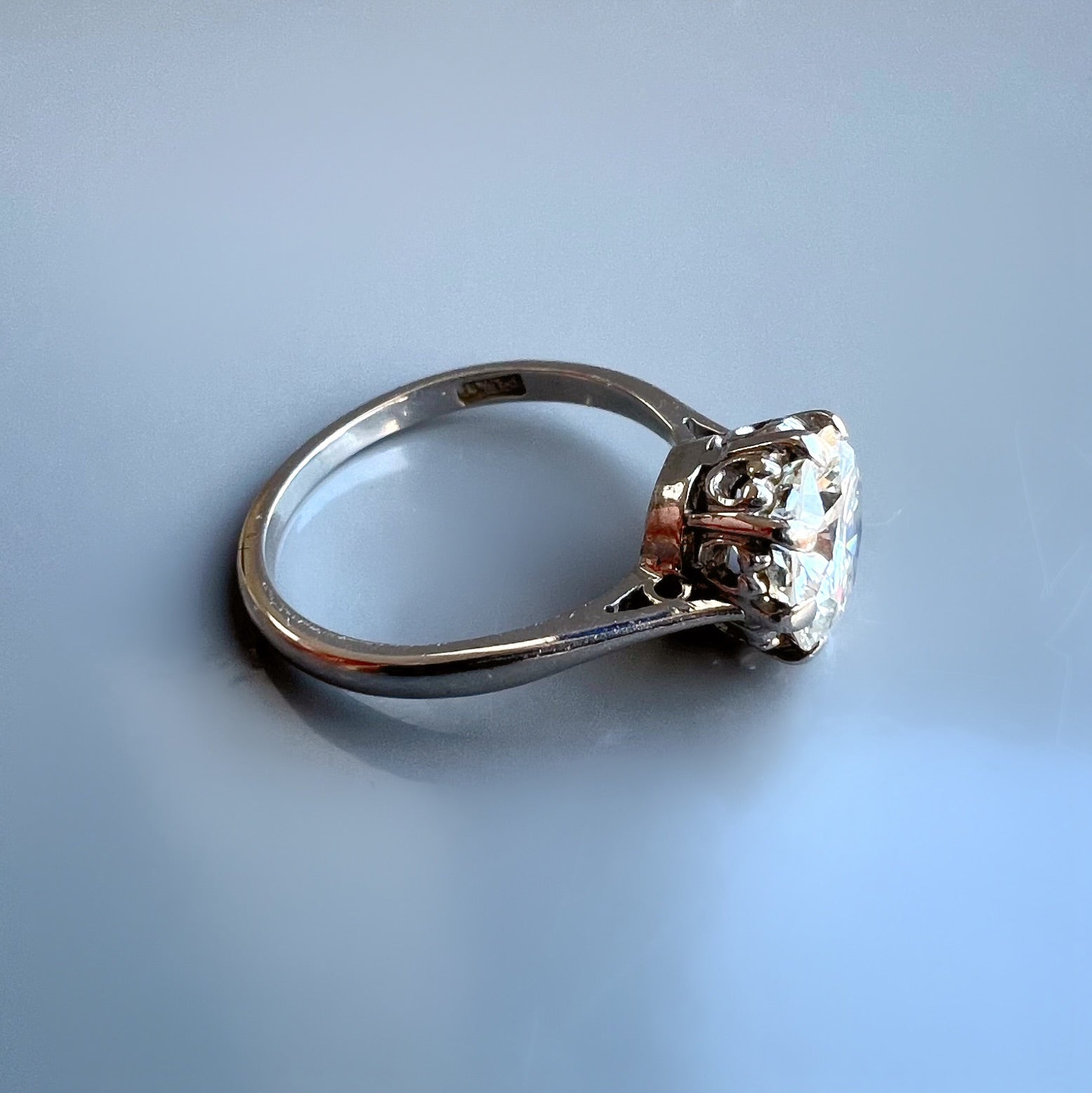 Vintage 1.89ct Diamond Solitaire Platinum Ring