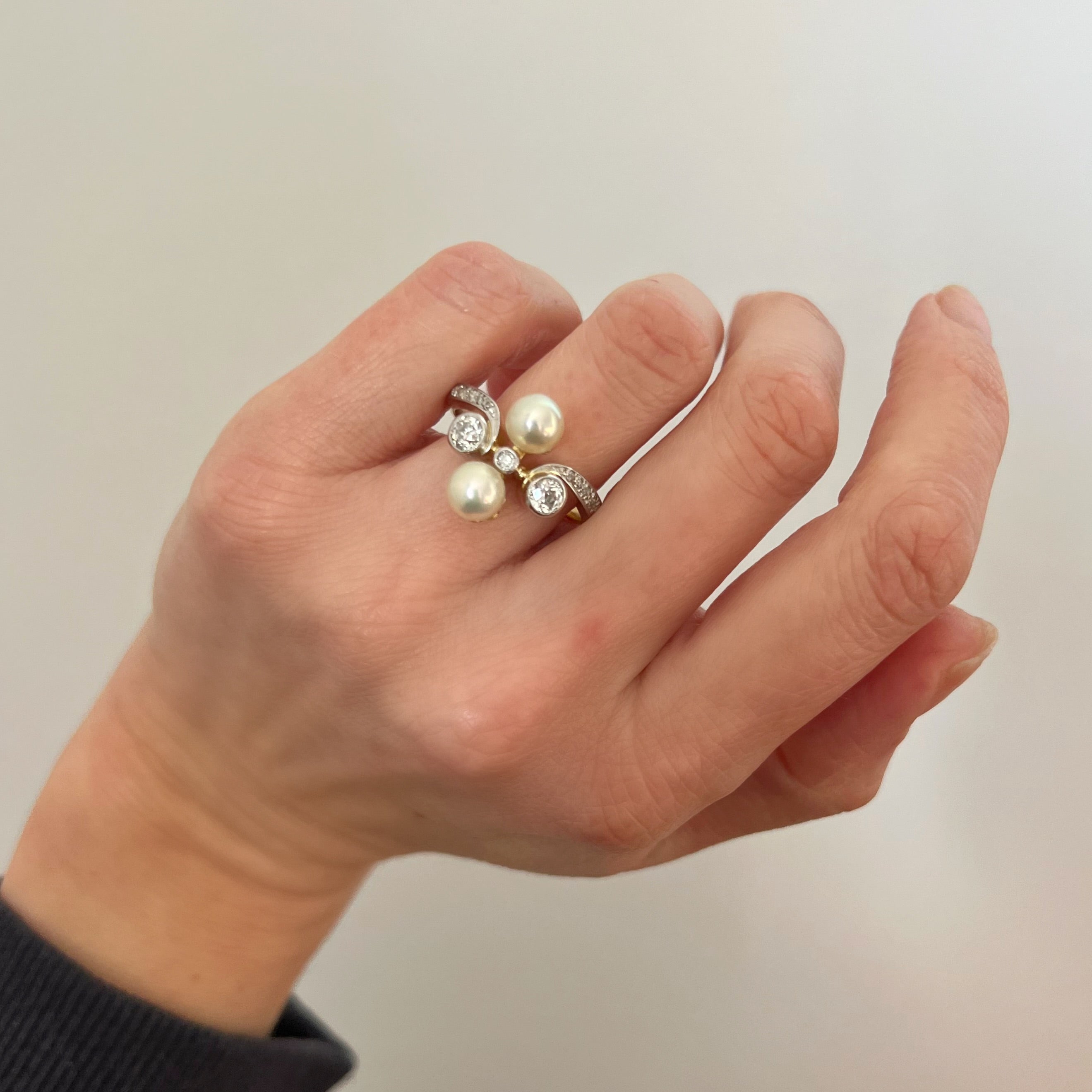 Antique Art Nouveau Pearl and Diamond Ring