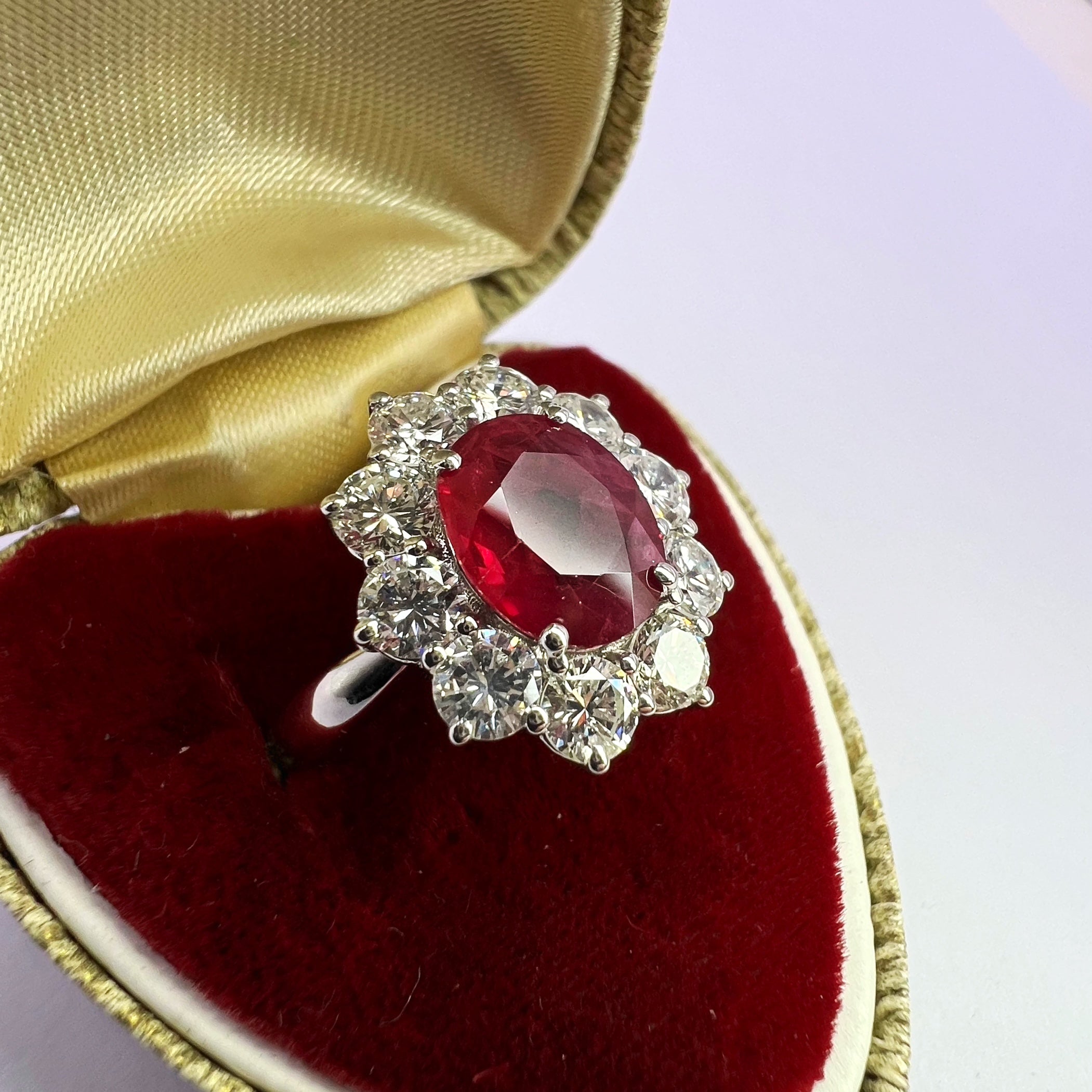 Large 2.47ct Ruby and Diamond Cluster Ring