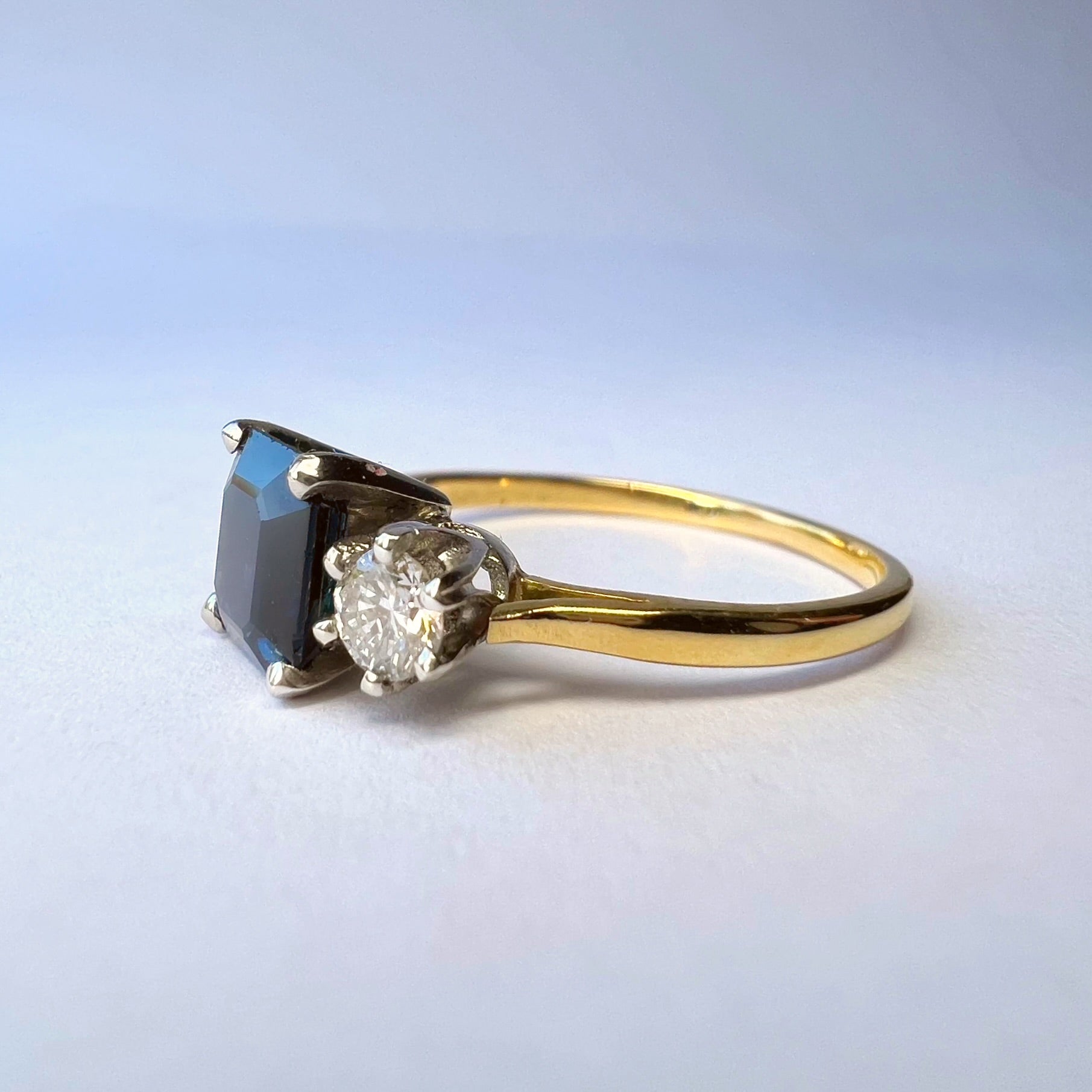 Sapphire and Diamond 3 Stone Ring