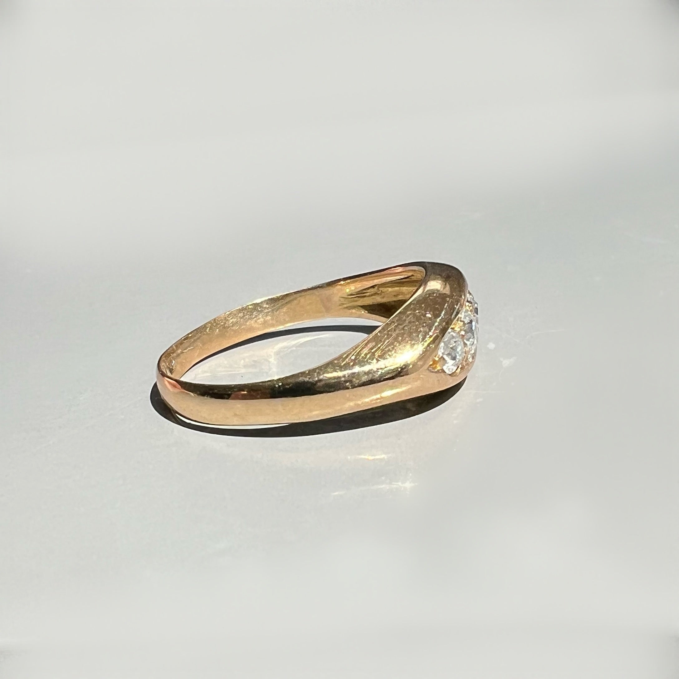 Antique 0.35ct Diamond and 18ct Gold Boat Ring