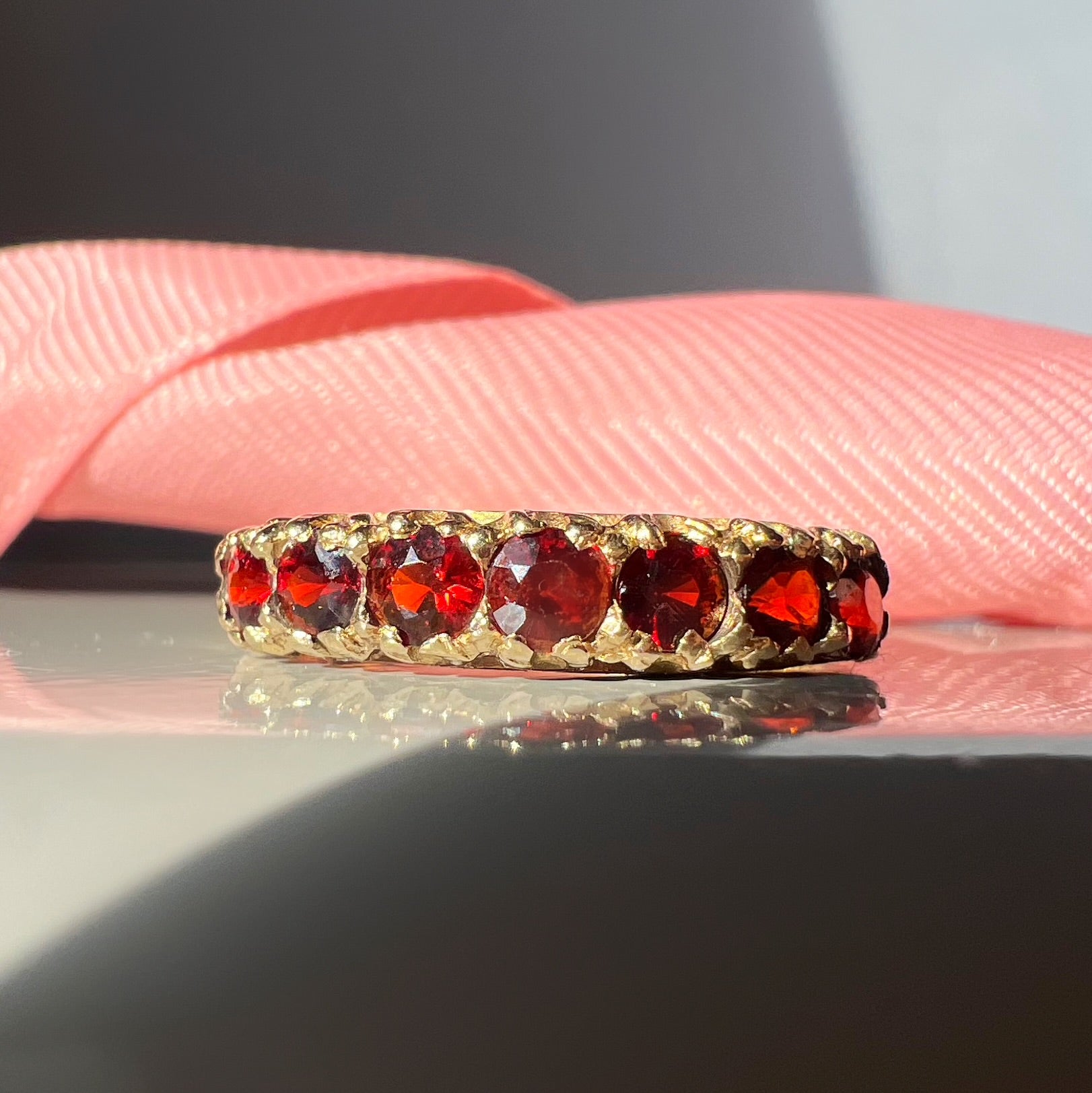 Vintage 7 Stone Garnet Ring