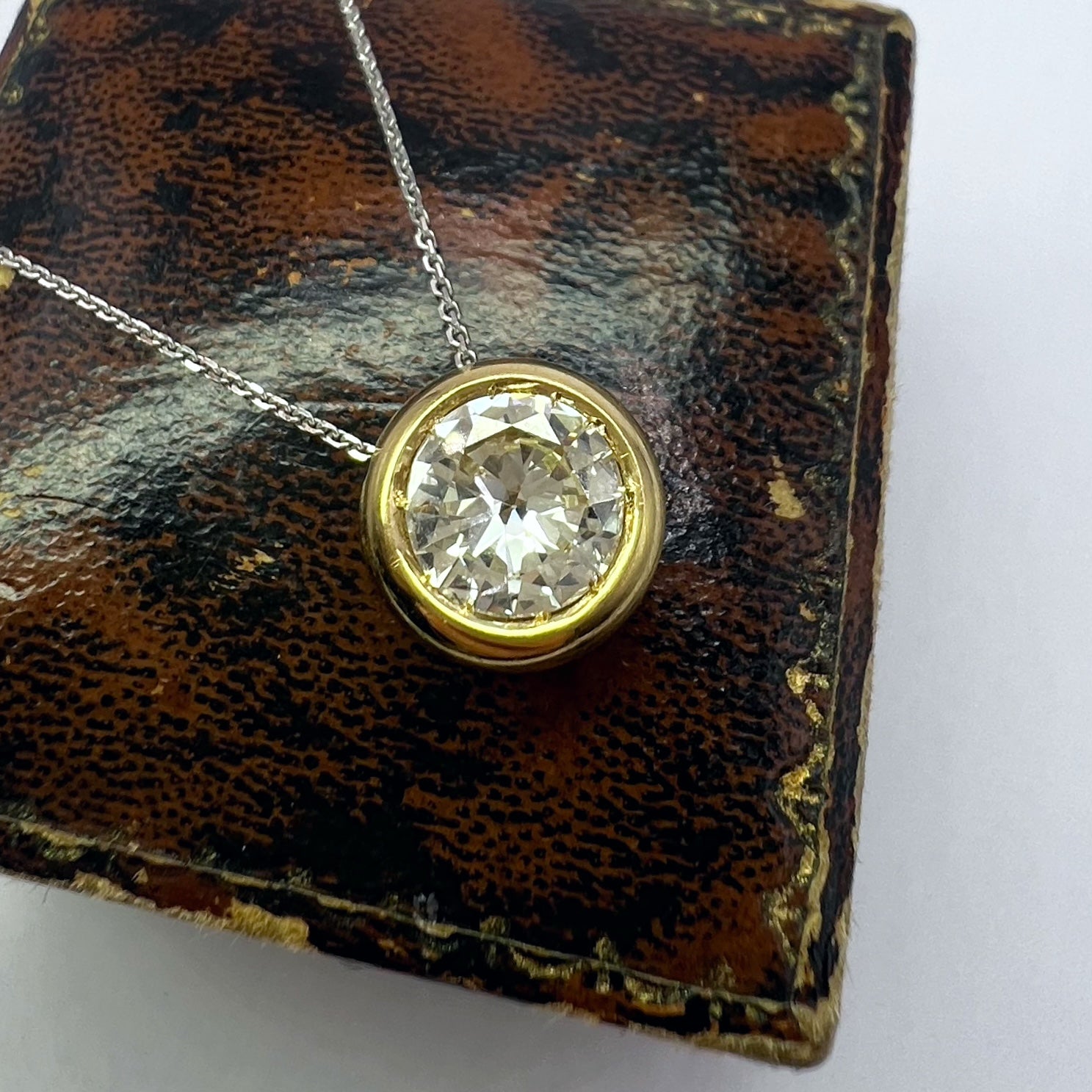 Vintage Collet Set 0.92ct Old Mine Cut Diamond Pendant