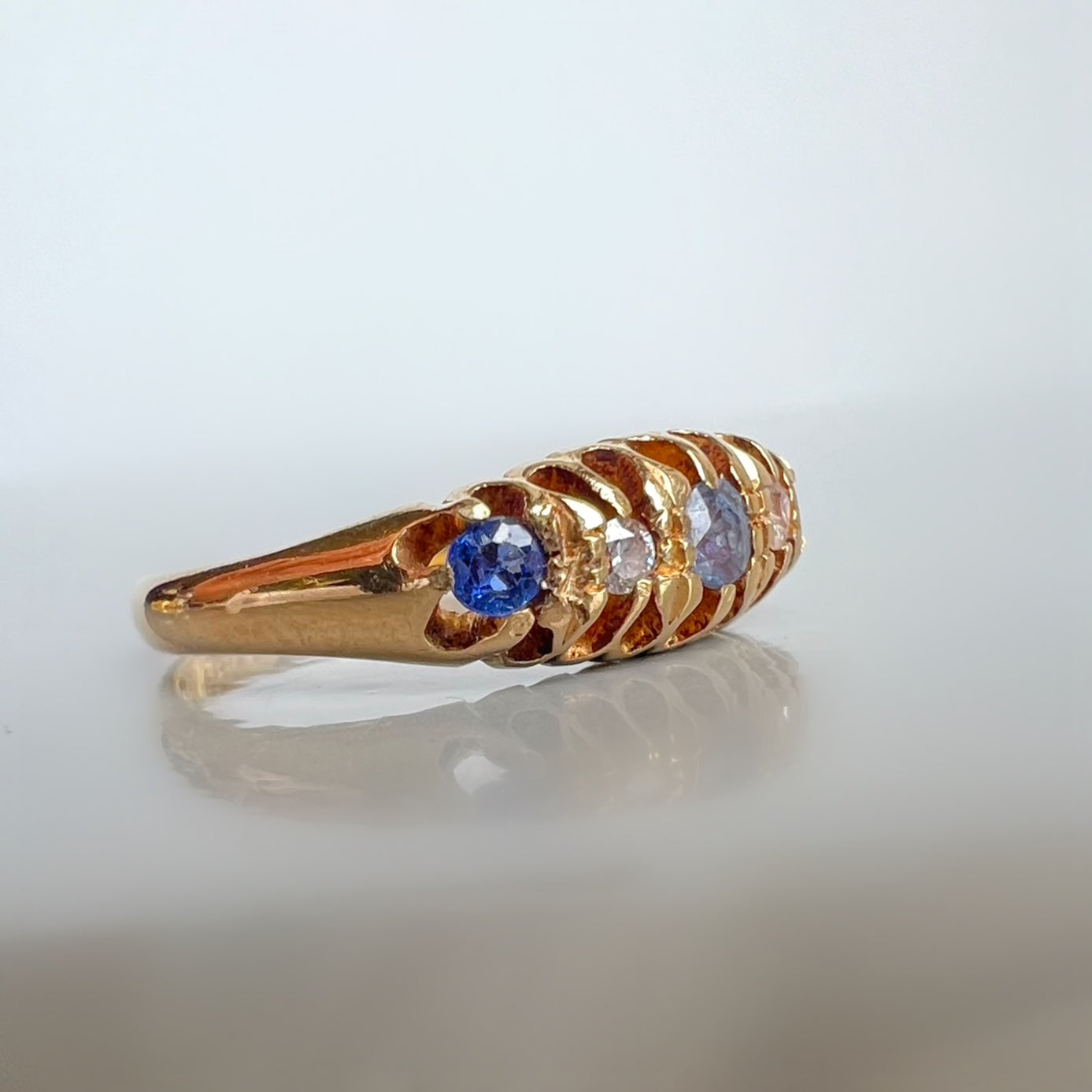 Antique 18ct Gold Sapphire and Diamond Band