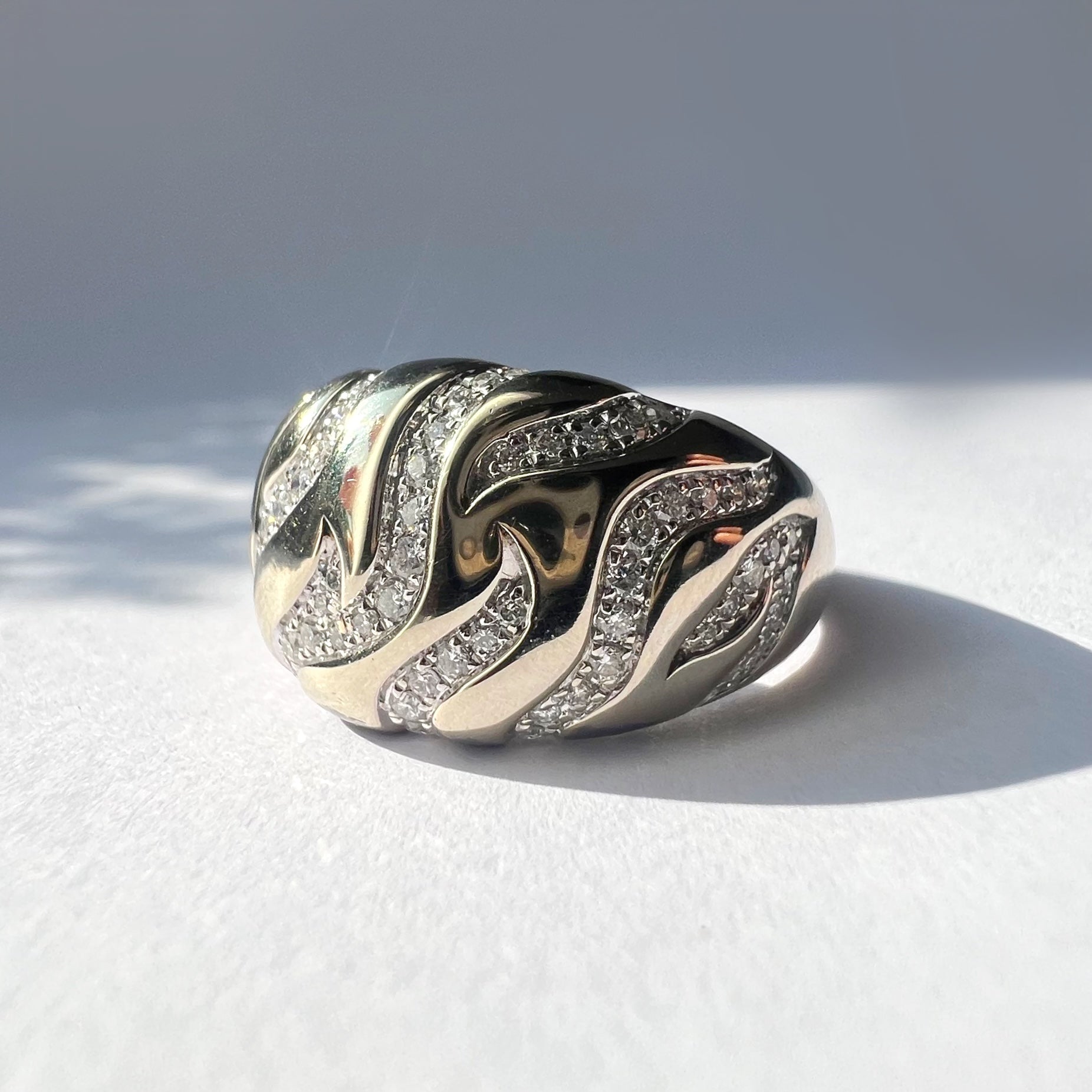 White Gold 0.70ct Diamond Bombe Ring