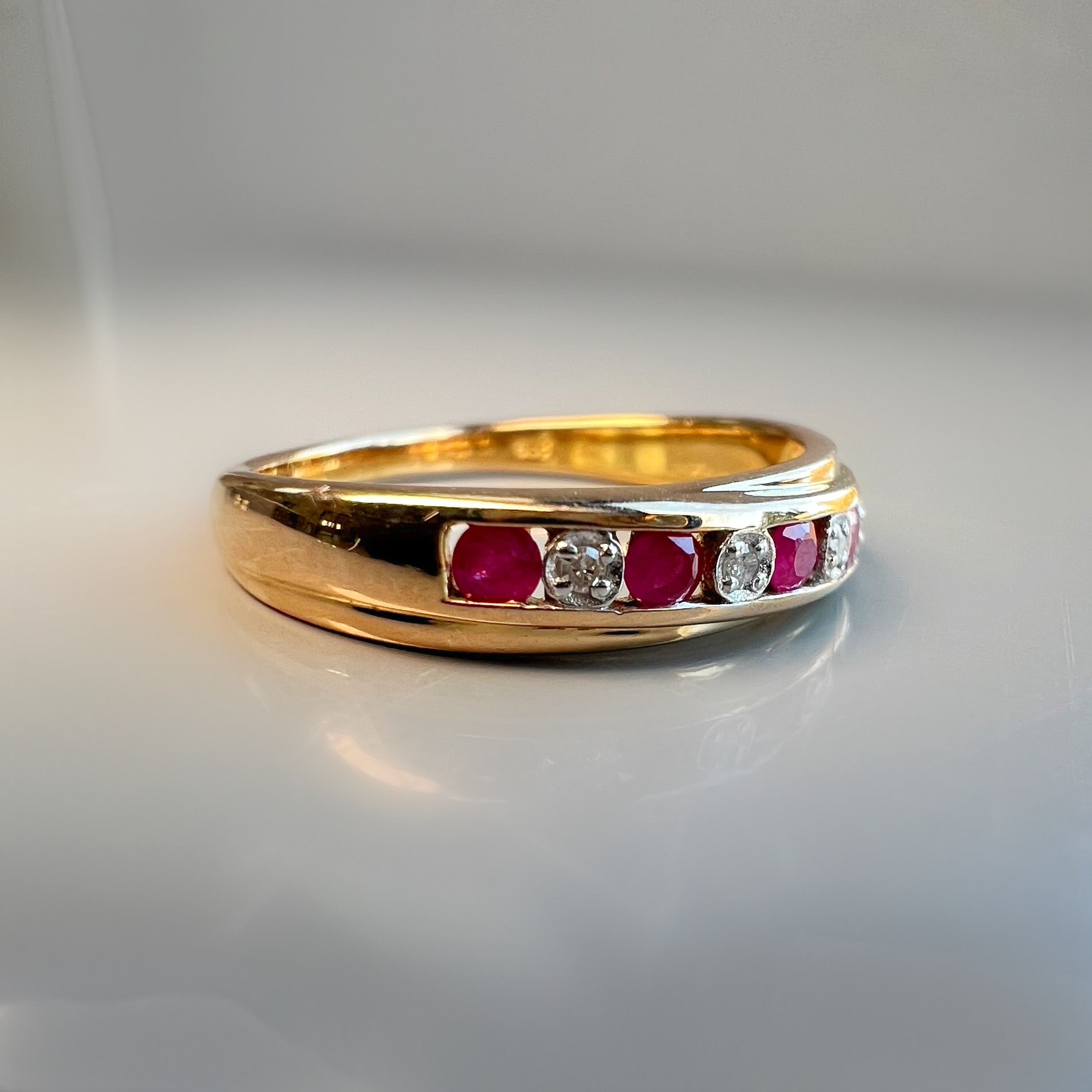 Vintage Ruby and Diamond Half Eternity Ring