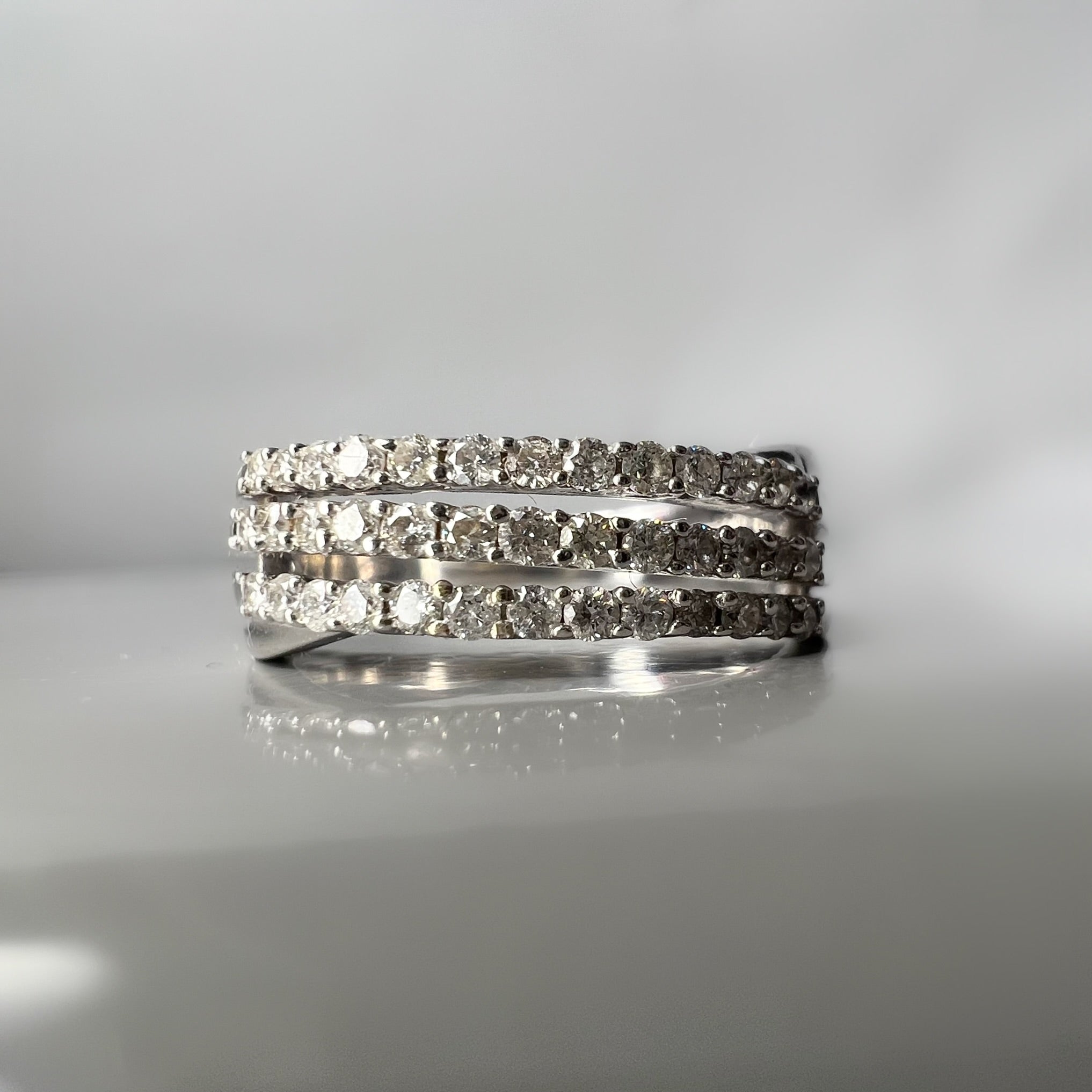 Triple Row Diamond Half Eternity