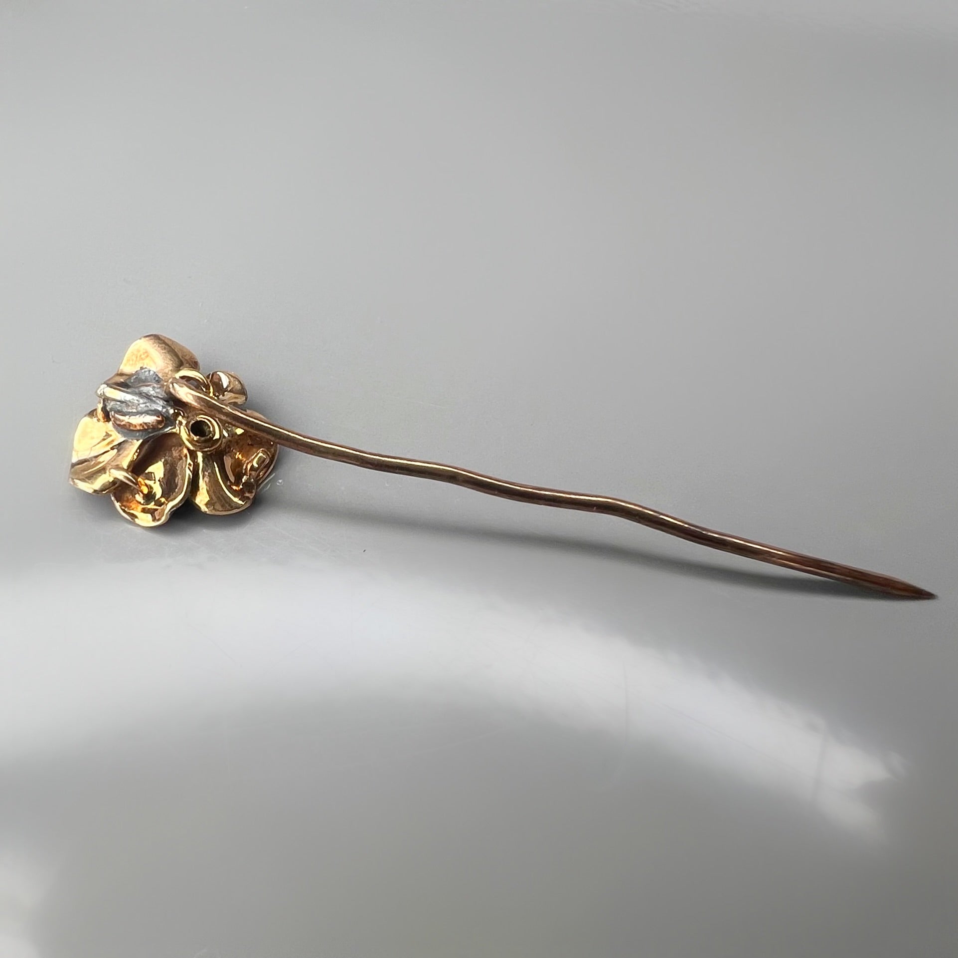 Enamel and Diamond Pansy Stick Pin