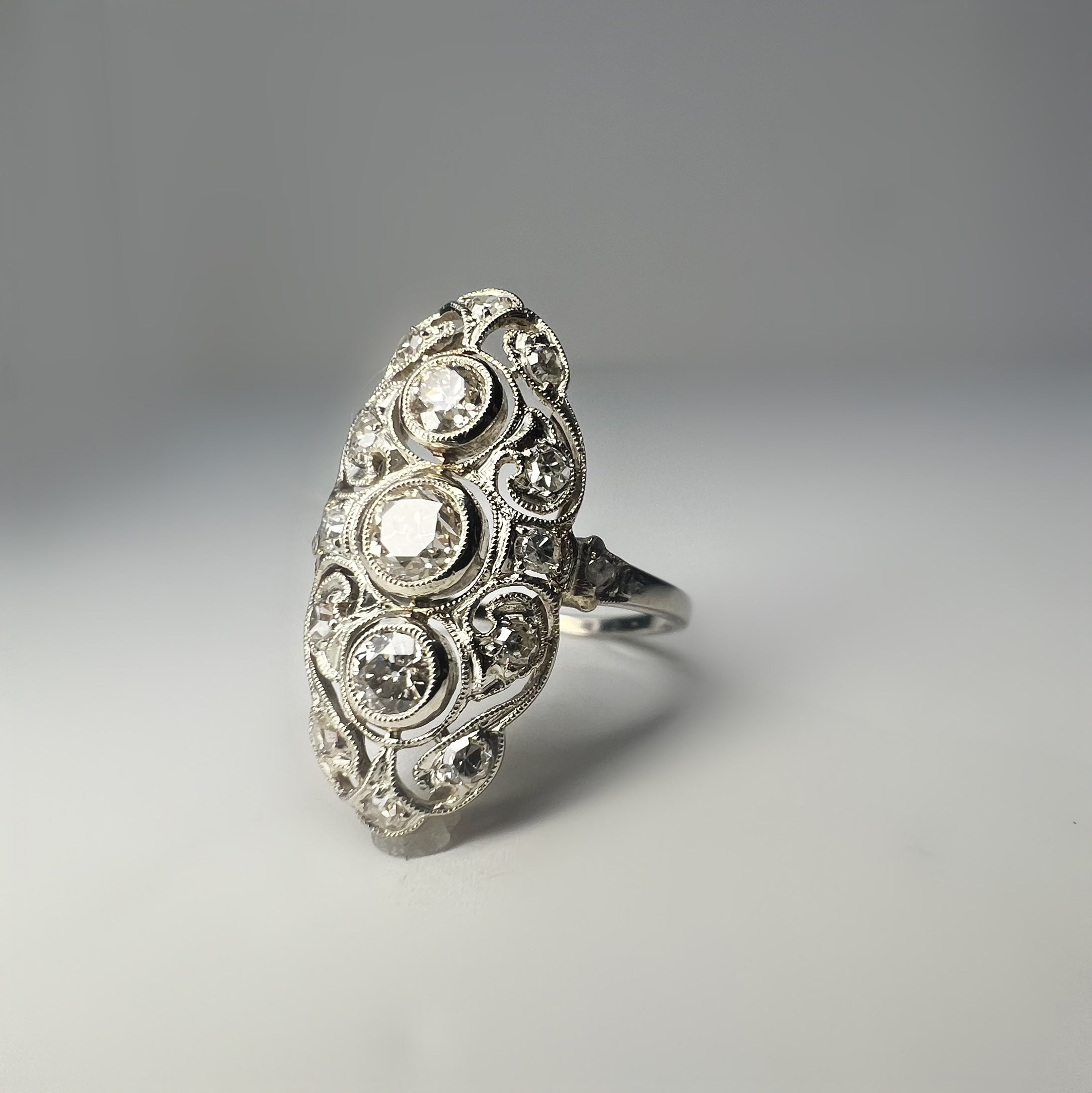 Antique Art Deco Diamond 1.10ct Panel Ring