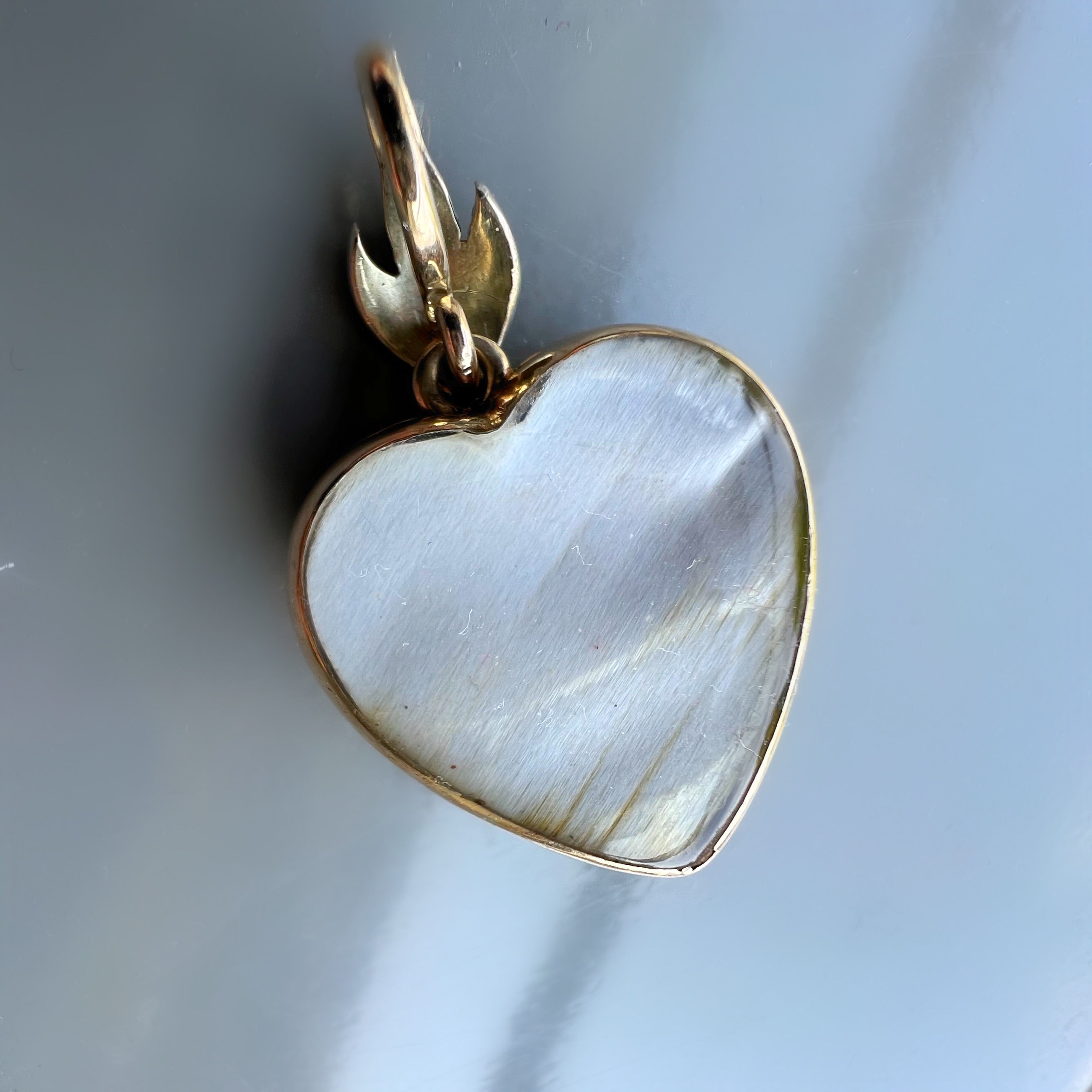 Antique Rose Cut Diamond Love Heart Pendant