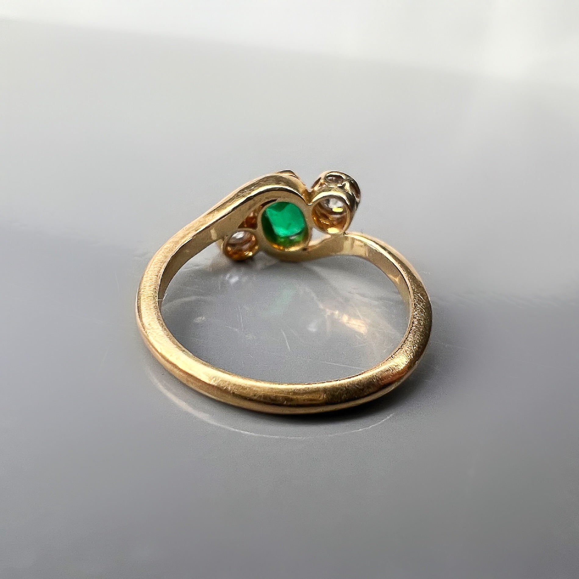 Antique Emerald and Diamond Trilogy Ring