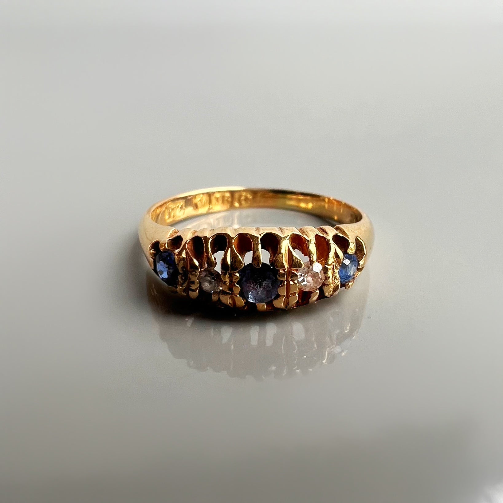Antique 18ct Gold Sapphire and Diamond Band